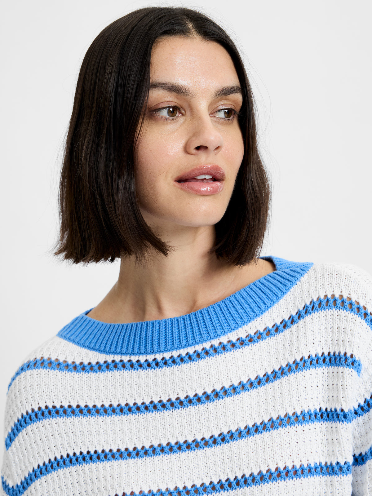 TEDDY KNIT OPEN STRIPE PULLOVER SWEATER VIEW 3 TEDDY KNIT OPEN STRIPE PULLOVER SWEATER VIEW 3
