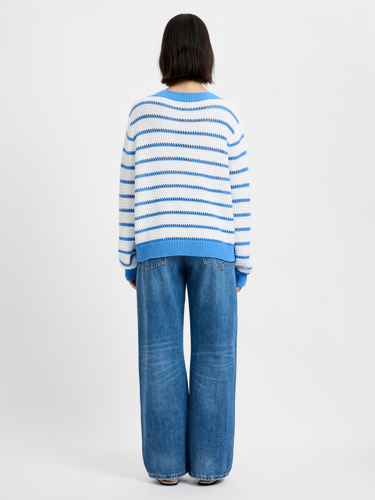 TEDDY KNIT OPEN STRIPE PULLOVER SWEATER VIEW 4 TEDDY KNIT OPEN STRIPE PULLOVER SWEATER VIEW 4