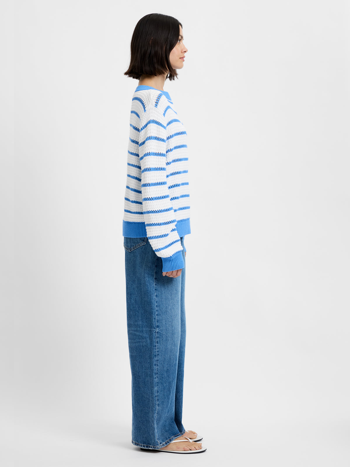 TEDDY KNIT OPEN STRIPE PULLOVER SWEATER VIEW 5 TEDDY KNIT OPEN STRIPE PULLOVER SWEATER VIEW 5