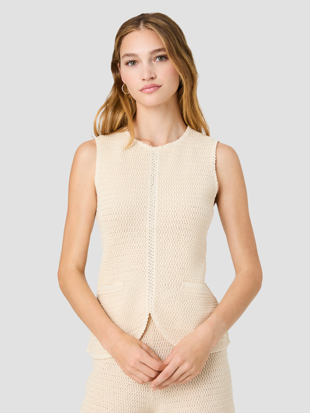 French Connection Women's Mozart Crochet Texture V-Neck Vest