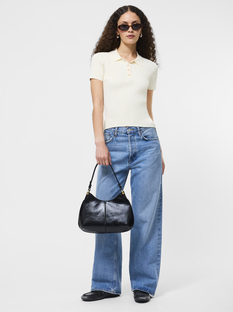 Crinkle Knit Slim Polo