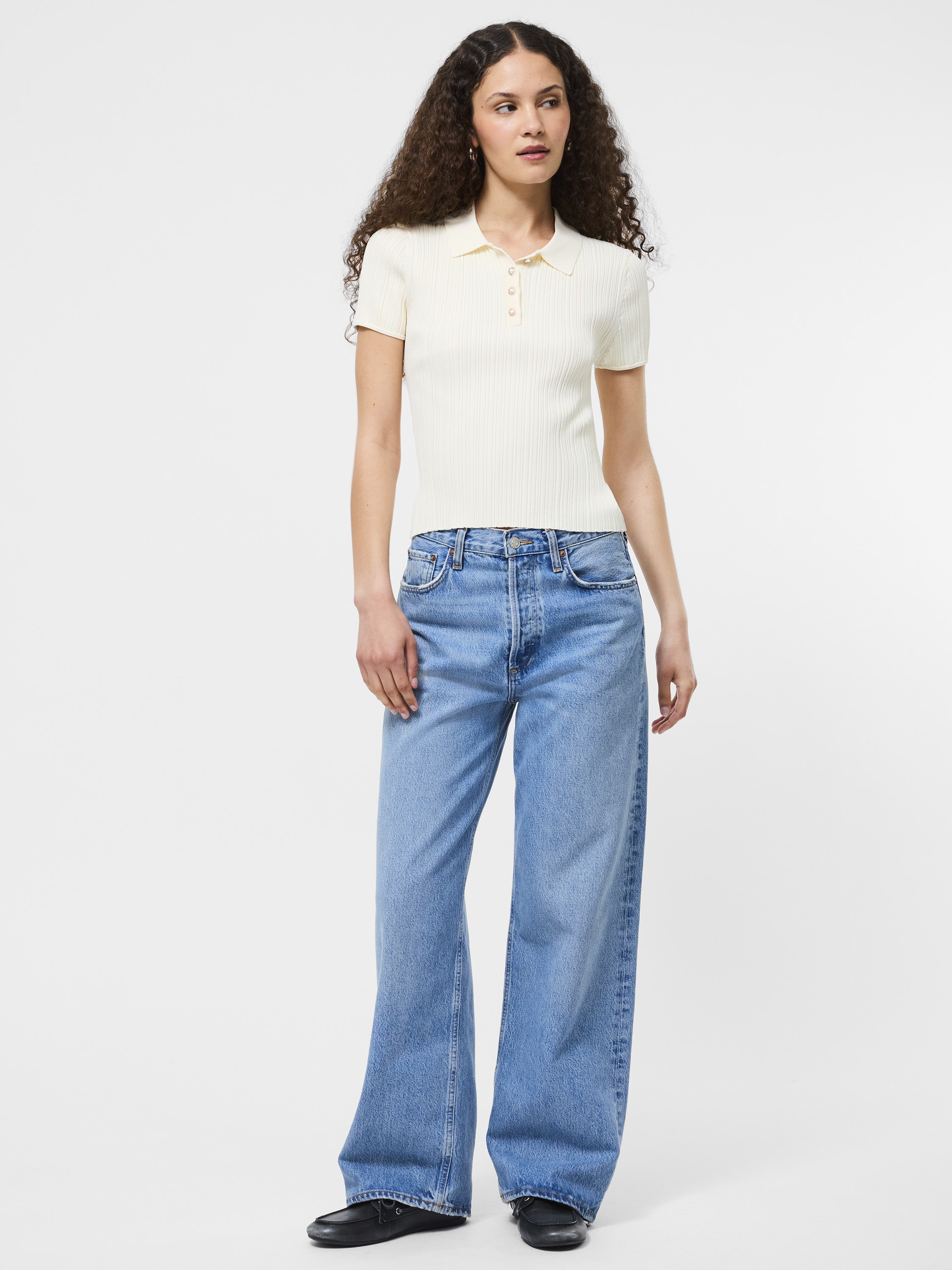 Crinkle Knit Slim Polo