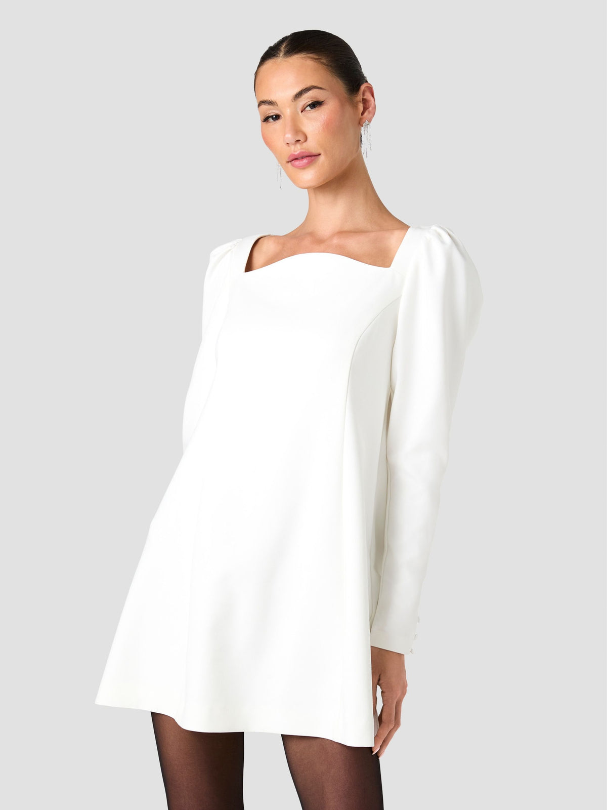 AZRA TWILL PUFF SLEEVE SHIFT MINI DRESS View 2 | Women's AZRA TWILL PUFF SLEEVE SHIFT MINI DRESS View 2 | Women's