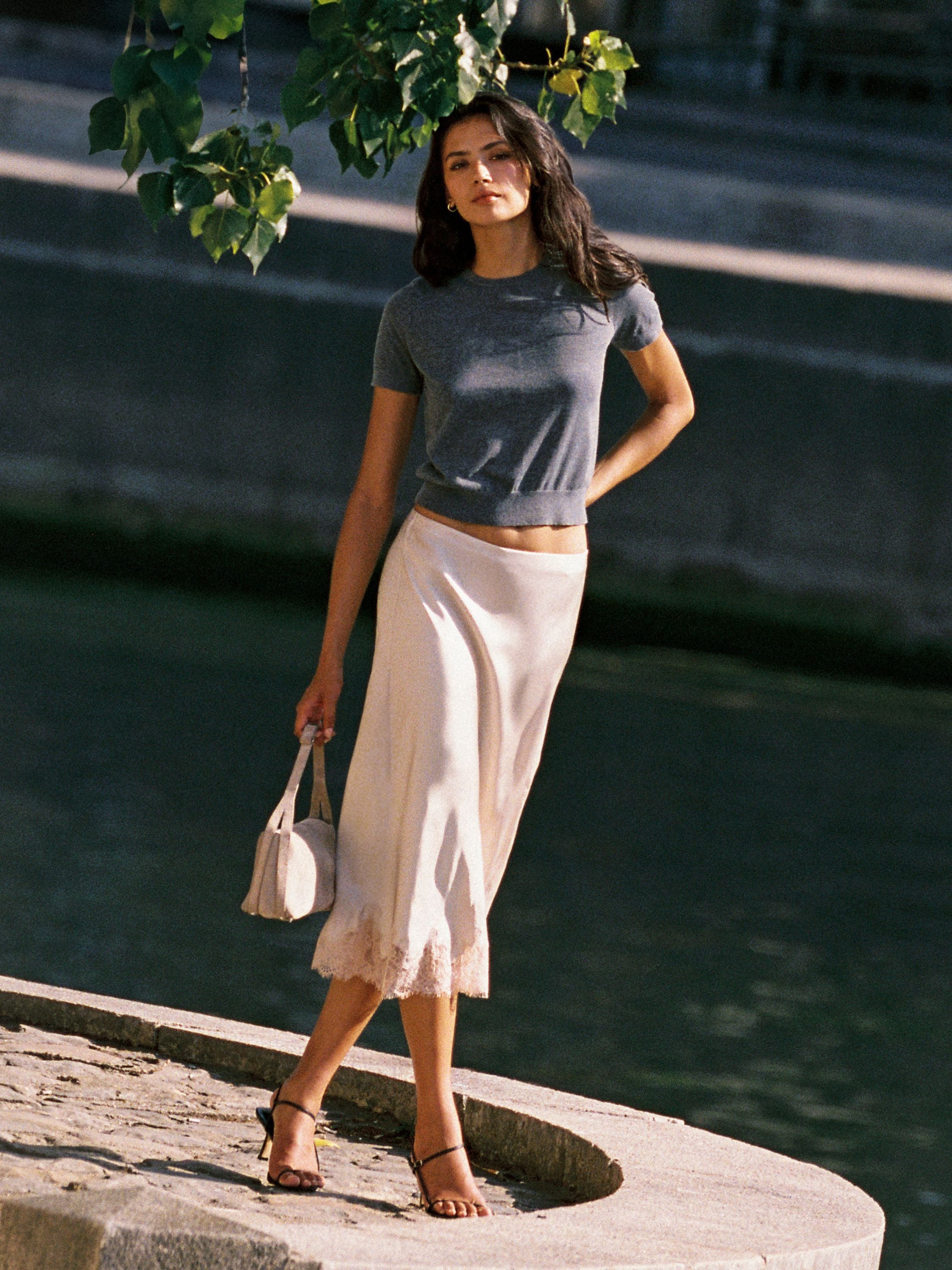 ENNIS SATIN LACE MIDI SKIRT View 1 | Skirts & Shorts ENNIS SATIN LACE MIDI SKIRT View 1 | Skirts & Shorts