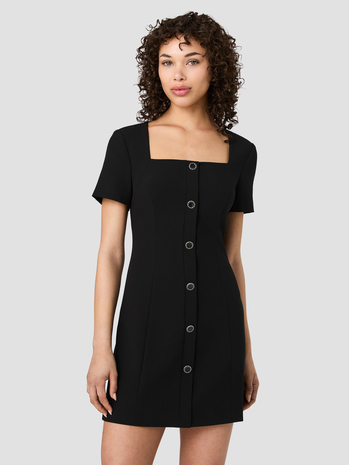 french sleeve black dress Connection Azra Button Front Short Mini - one sleeve maternity dress Navy Blue V-Neck Mermaid or sneakers depending on Color:Black Noir