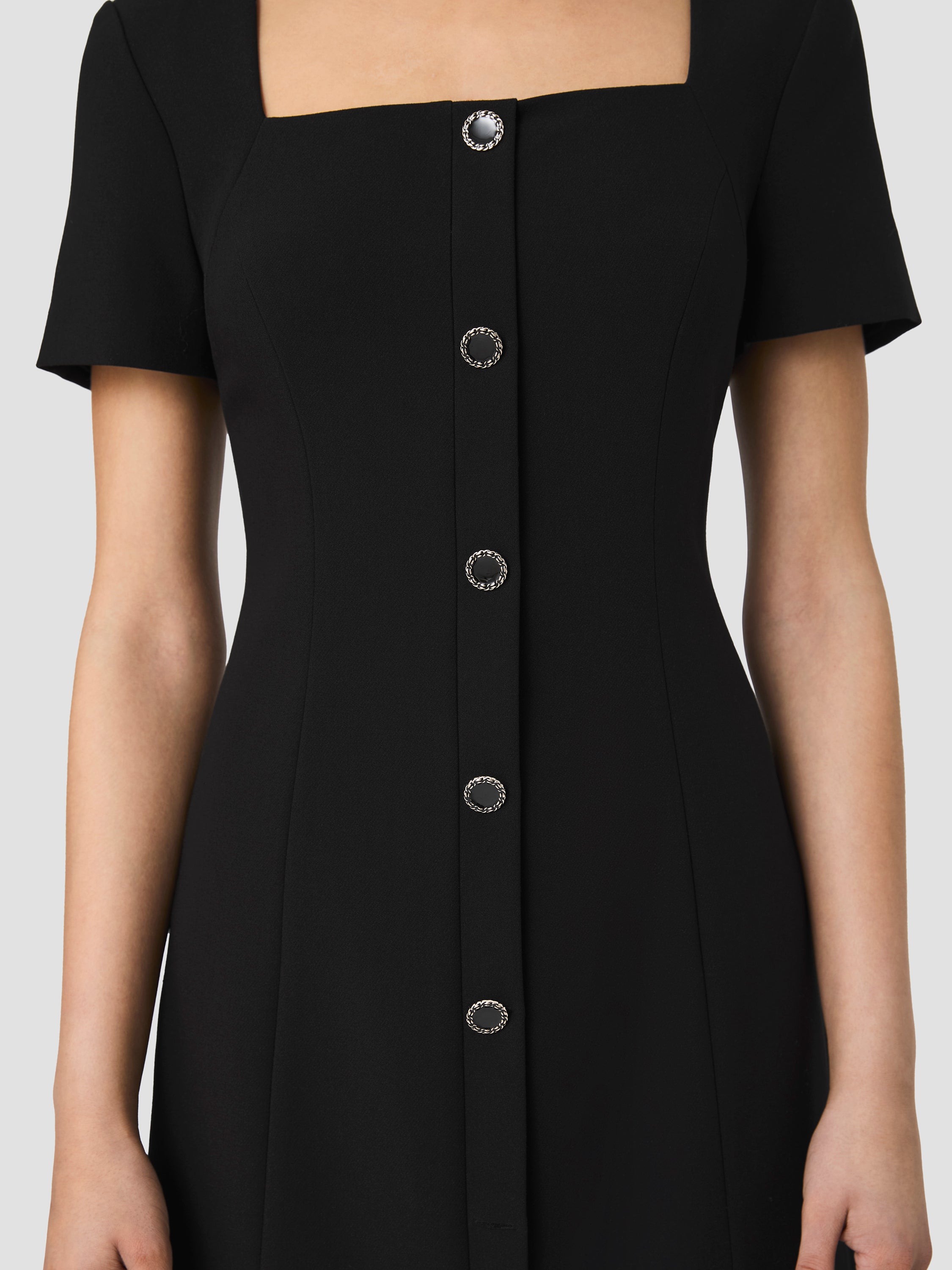 Azra Twill Button Front Short Sleeve Mini Dress | French Connection US