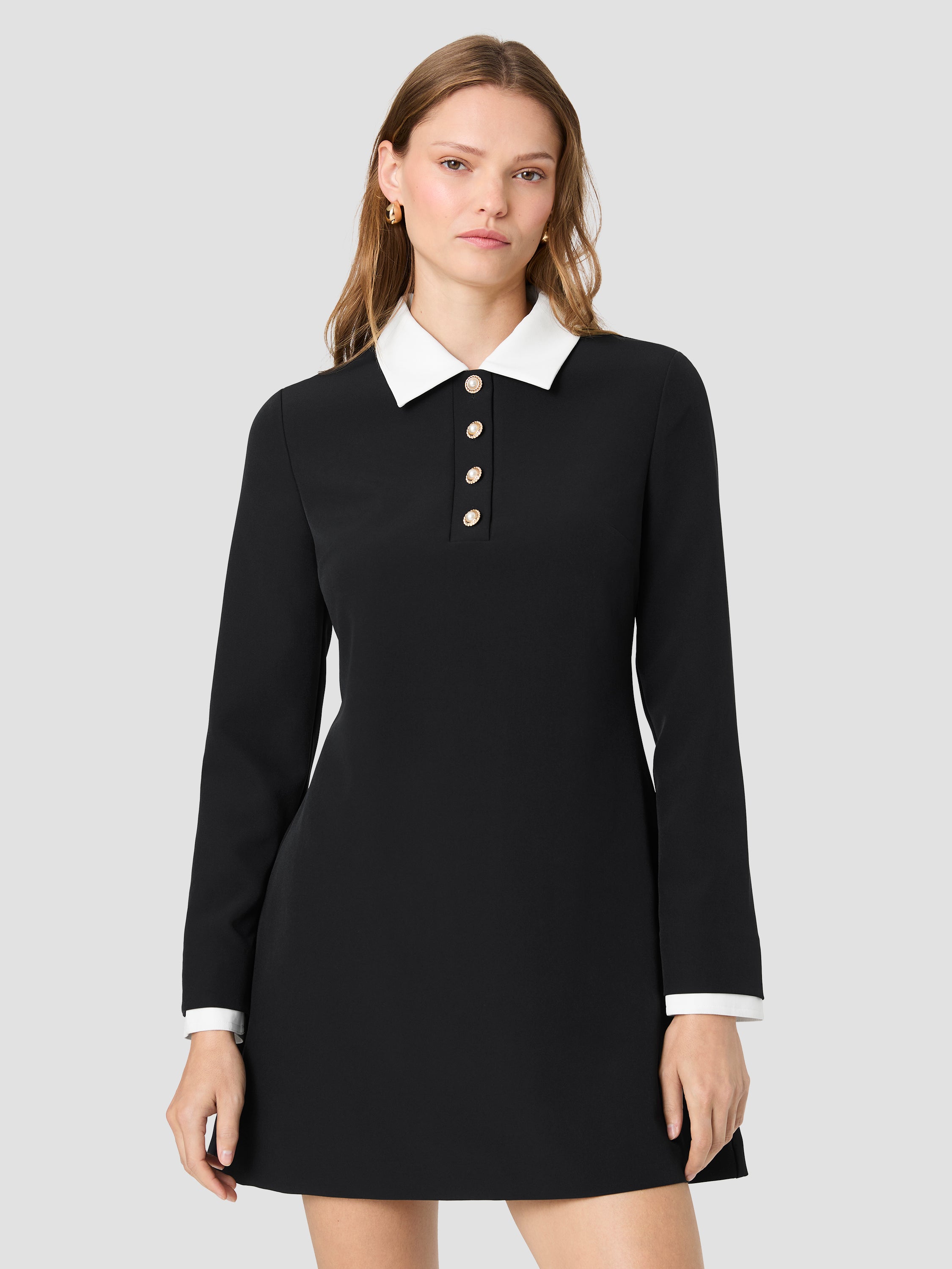 ECHO CREPE LONG SLEEVE MINI DRESS View 2 | Black Dresses ECHO CREPE LONG SLEEVE MINI DRESS View 2 | Black Dresses