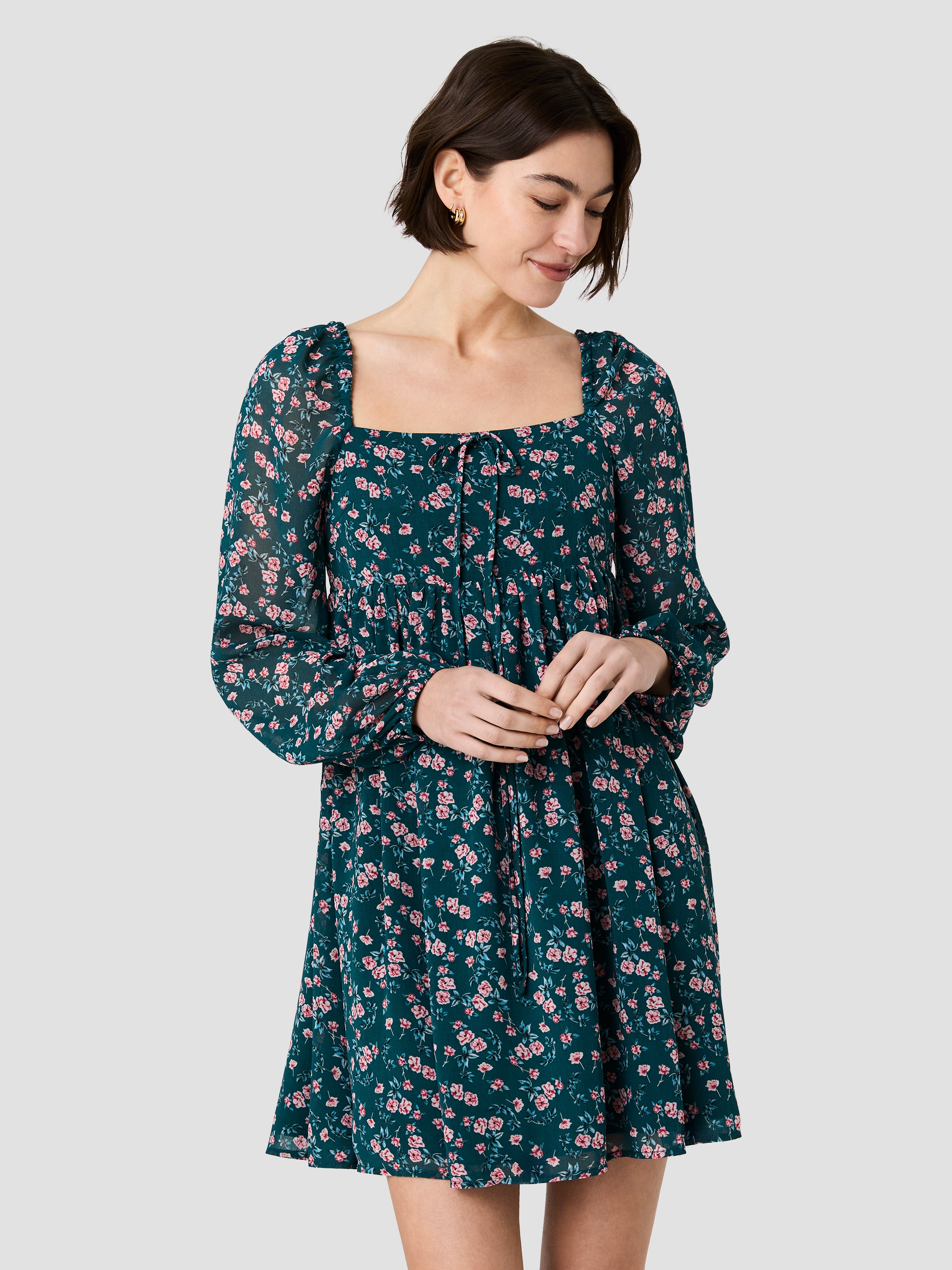 MARINA LUCIA FLEUR LONG SLEEVE MINI DRESS View 2 | Women's Shop All MARINA LUCIA FLEUR LONG SLEEVE MINI DRESS View 2 | Women's Shop All