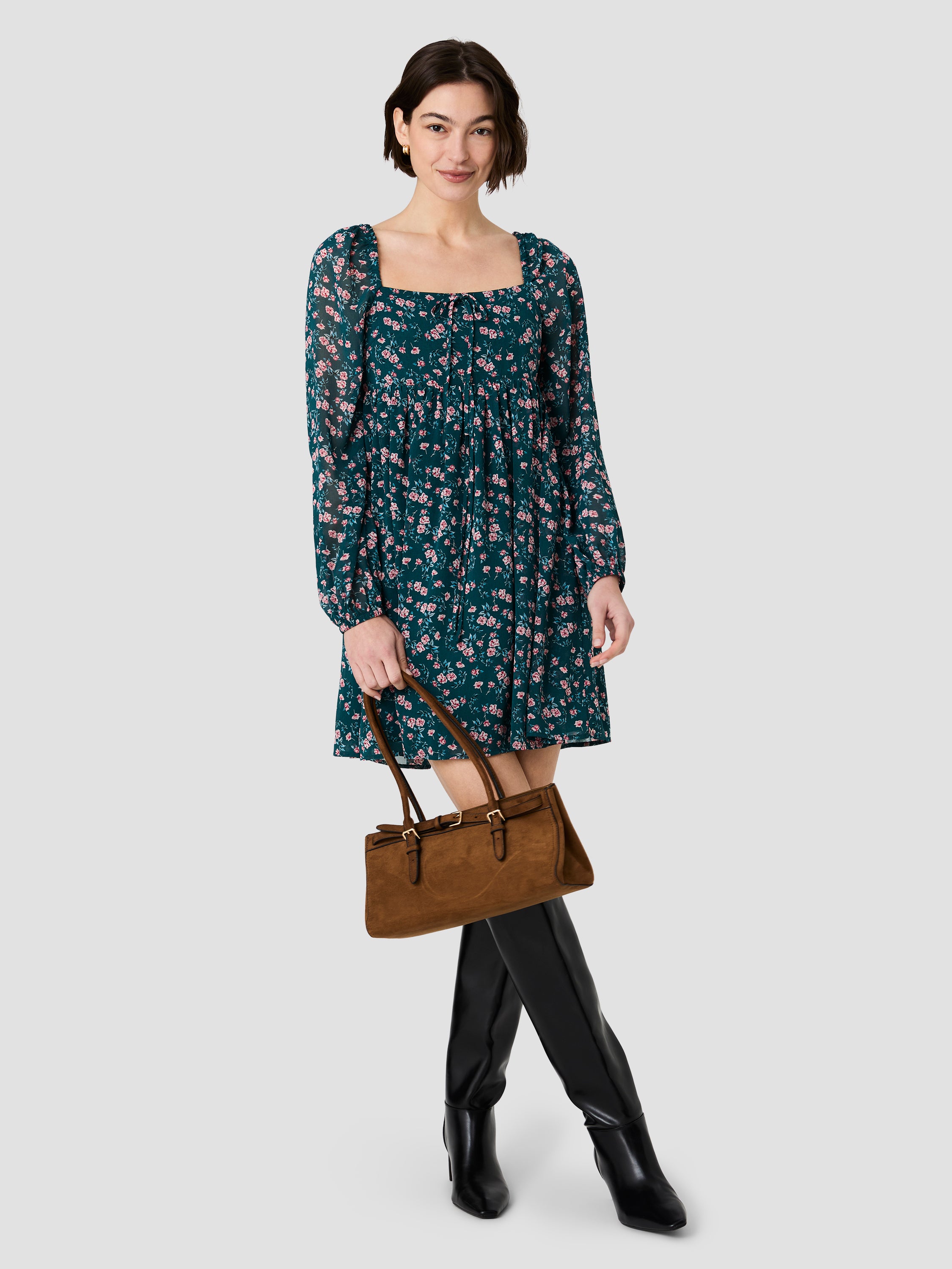MARINA LUCIA FLEUR LONG SLEEVE MINI DRESS View 1 | Women's Shop All MARINA LUCIA FLEUR LONG SLEEVE MINI DRESS View 1 | Women's Shop All