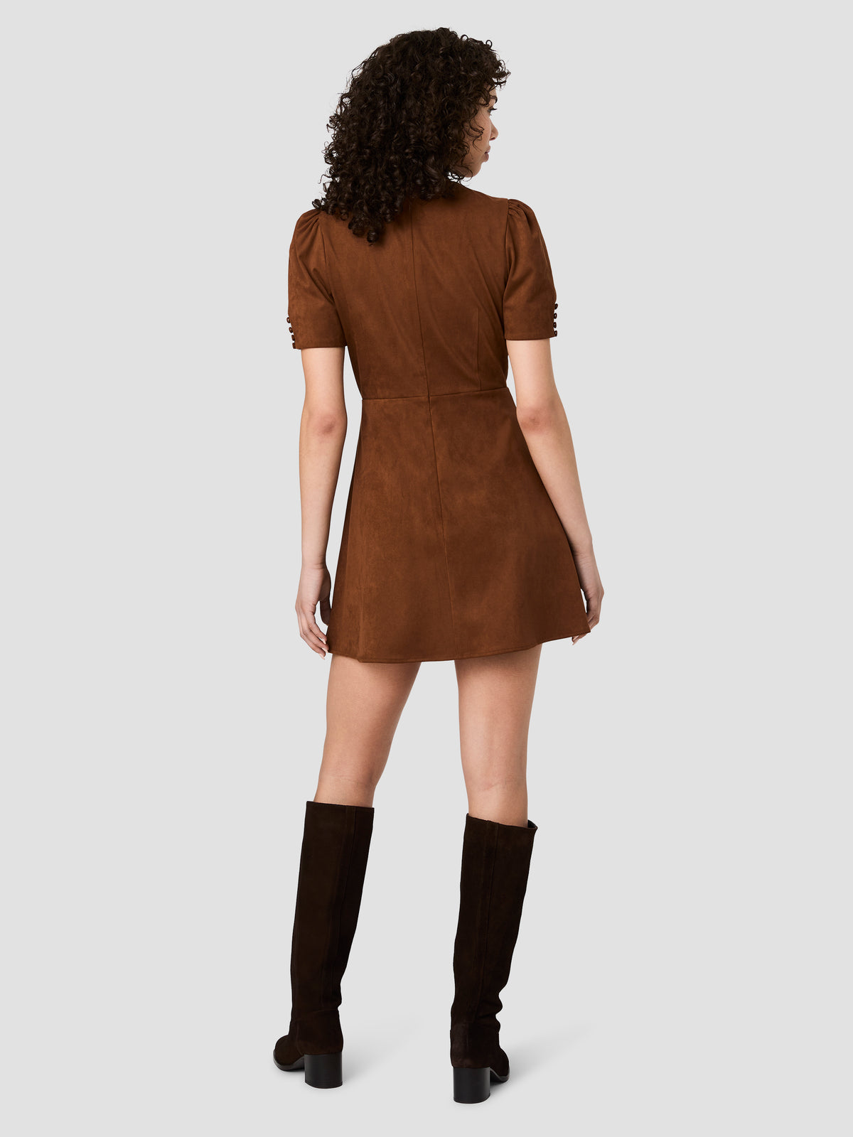 SONJA SUEDE FLARE SHORT SLEEVE MINI DRESS VIEW 4 | New Arrivals SONJA SUEDE FLARE SHORT SLEEVE MINI DRESS VIEW 4 | New Arrivals