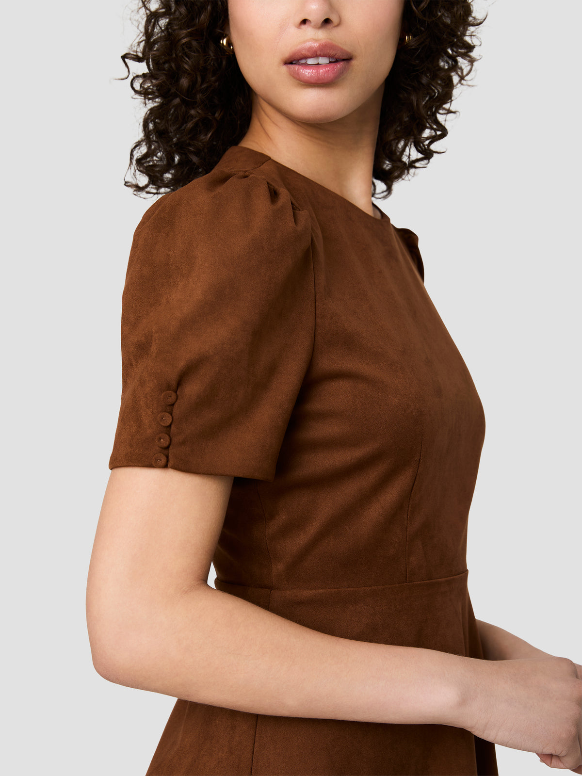 SONJA SUEDE FLARE SHORT SLEEVE MINI DRESS VIEW 3 | New Arrivals SONJA SUEDE FLARE SHORT SLEEVE MINI DRESS VIEW 3 | New Arrivals