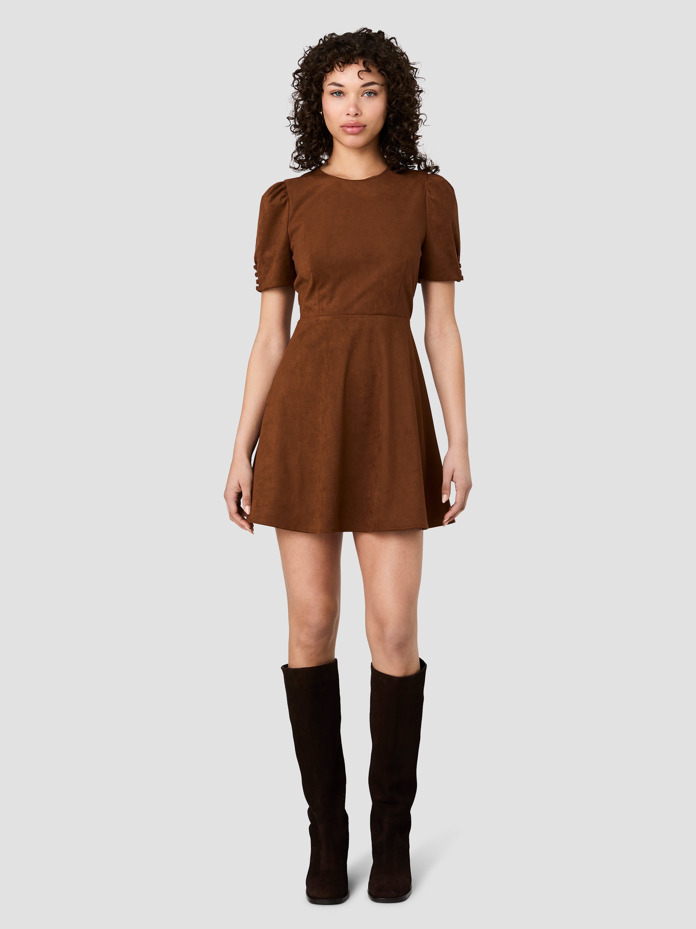 SONJA SUEDE FLARE SHORT SLEEVE MINI DRESS VIEW 6 | New Arrivals SONJA SUEDE FLARE SHORT SLEEVE MINI DRESS VIEW 6 | New Arrivals