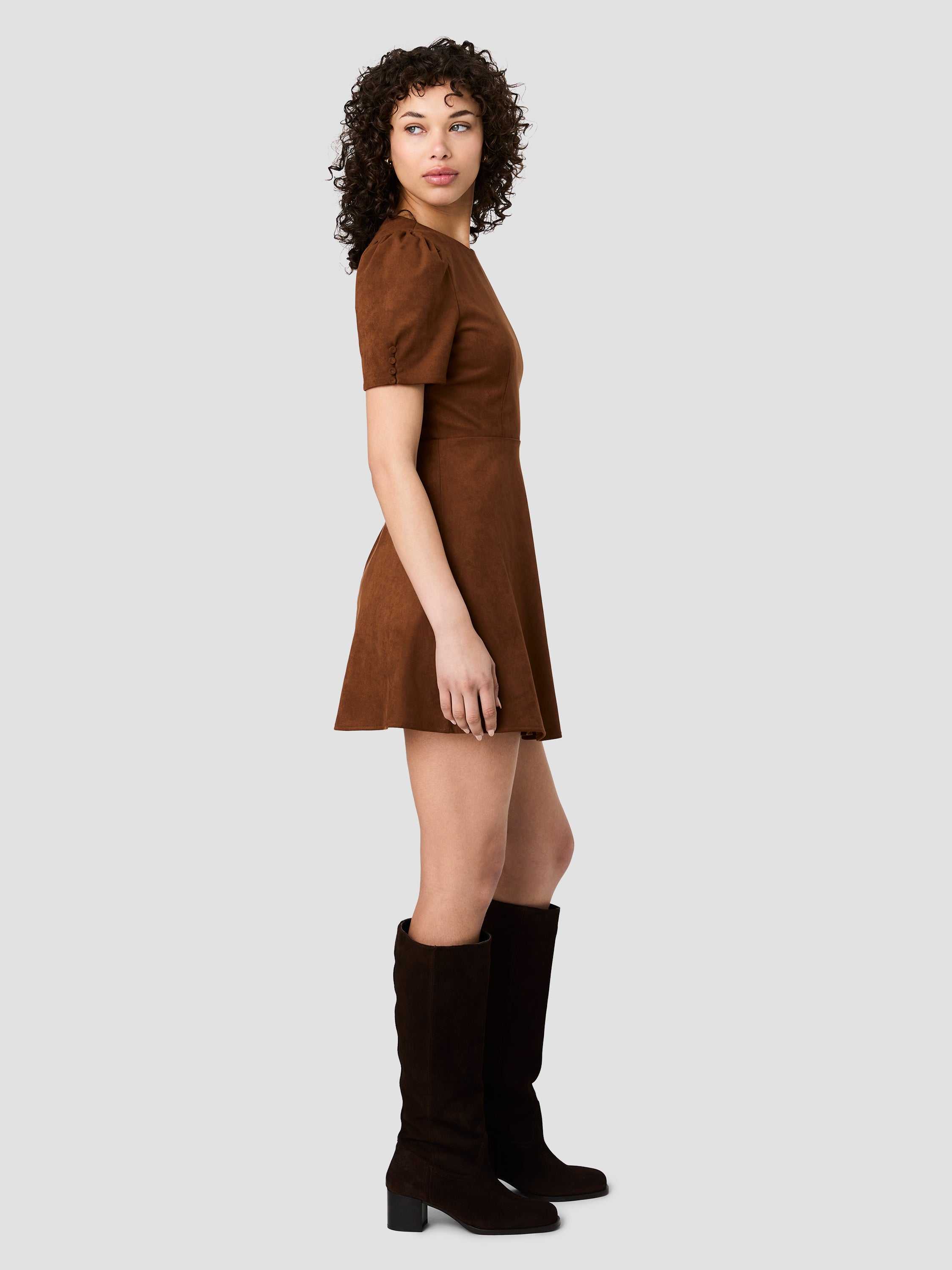 SONJA SUEDE FLARE SHORT SLEEVE MINI DRESS VIEW 5 | New Arrivals SONJA SUEDE FLARE SHORT SLEEVE MINI DRESS VIEW 5 | New Arrivals