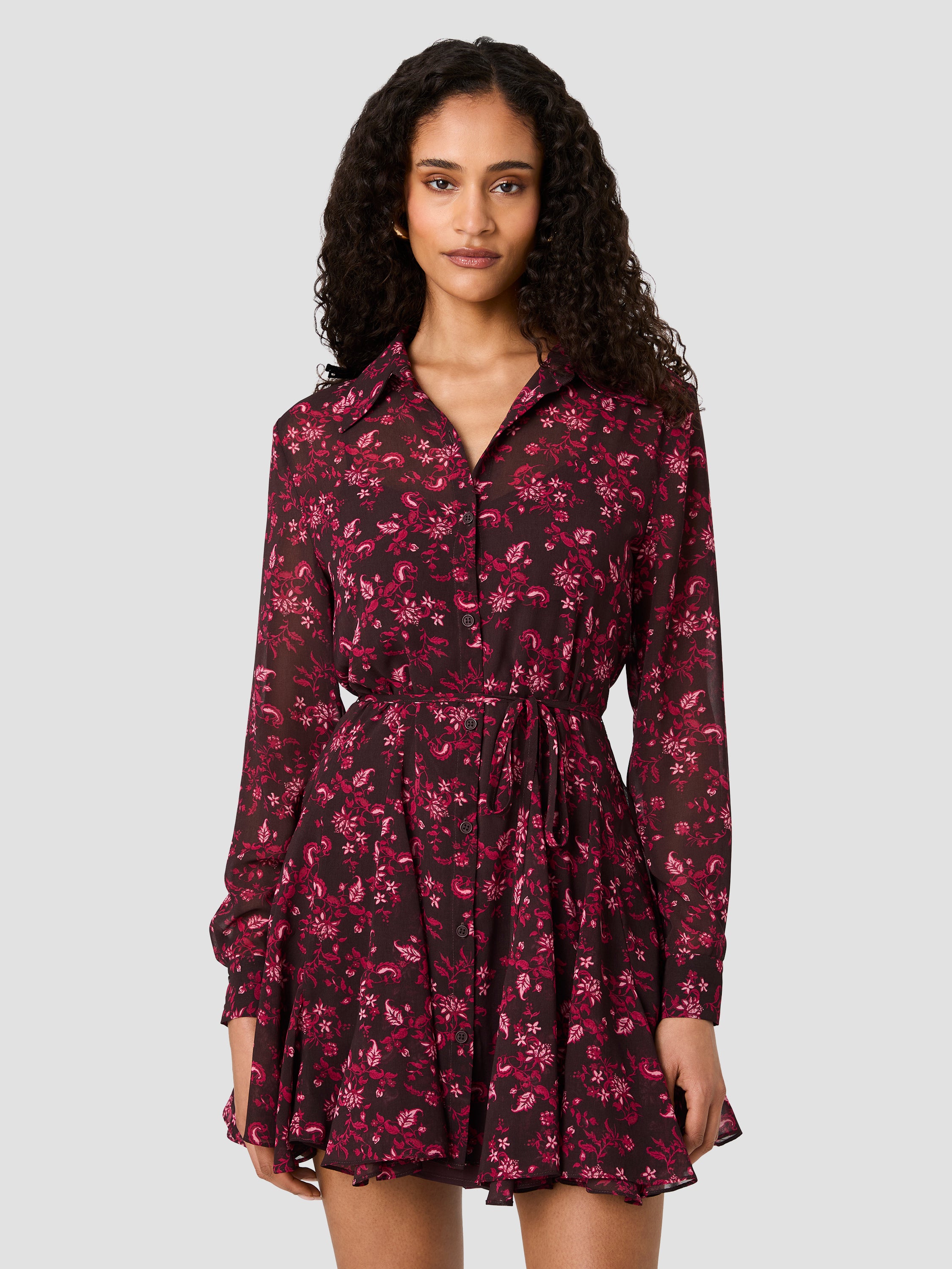 MARINA AURORA FLEUR LONG SLEEVE TIE MINI DRESS View 2 | Women's Shop All MARINA AURORA FLEUR LONG SLEEVE TIE MINI DRESS View 2 | Women's Shop All