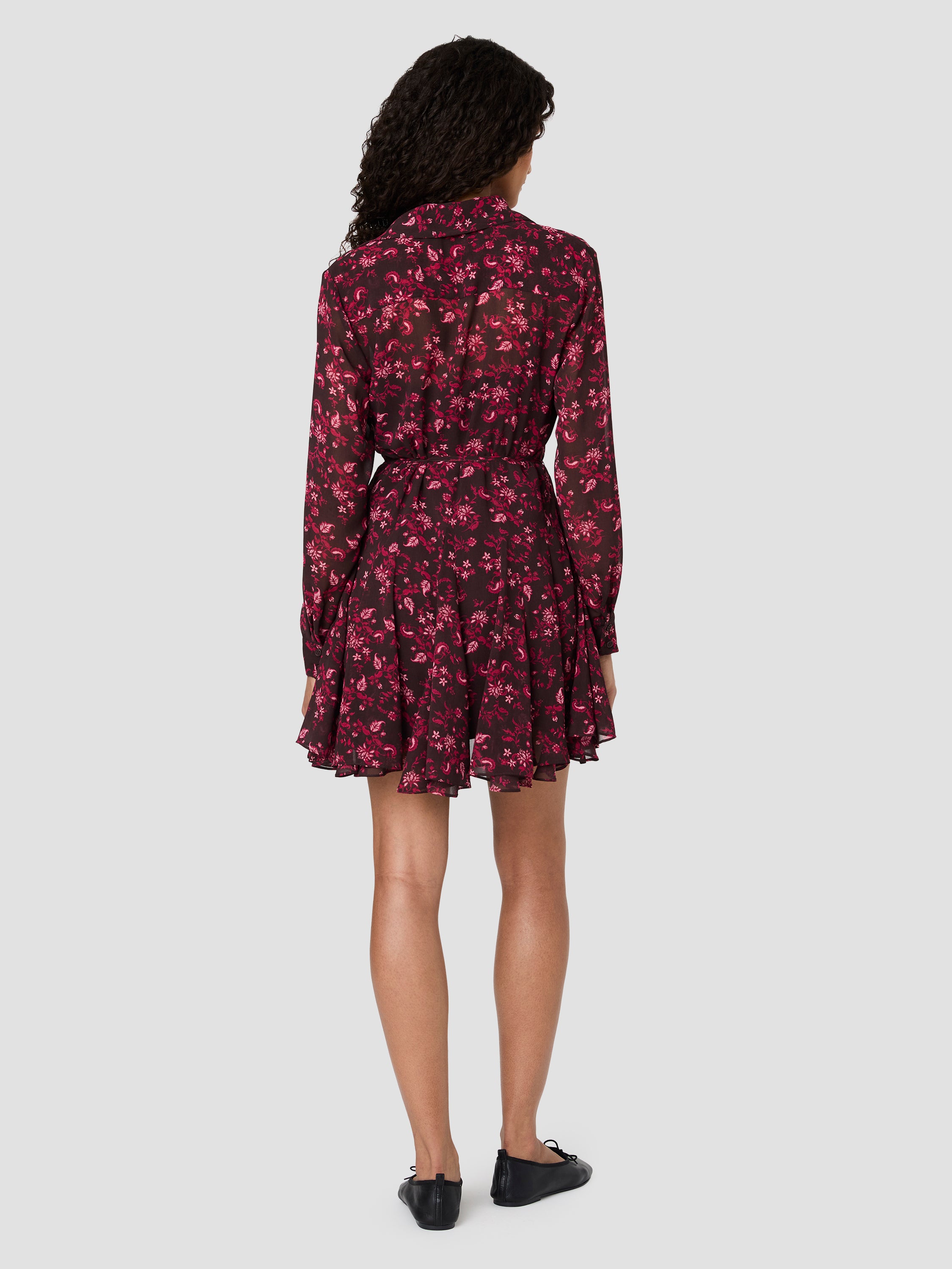 MARINA AURORA FLEUR LONG SLEEVE TIE MINI DRESS VIEW 4 MARINA AURORA FLEUR LONG SLEEVE TIE MINI DRESS VIEW 4