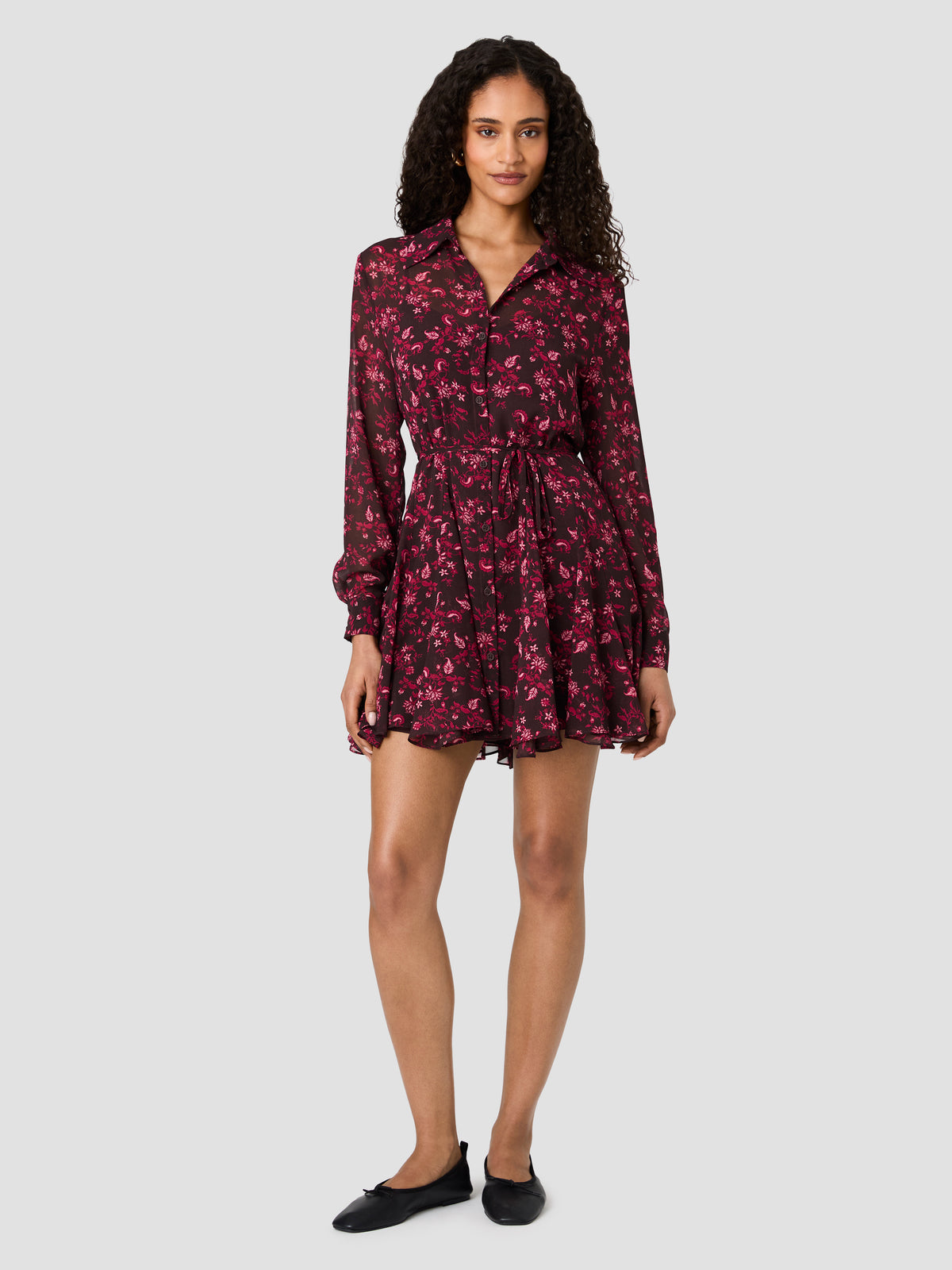 MARINA AURORA FLEUR LONG SLEEVE TIE MINI DRESS VIEW 6 MARINA AURORA FLEUR LONG SLEEVE TIE MINI DRESS VIEW 6