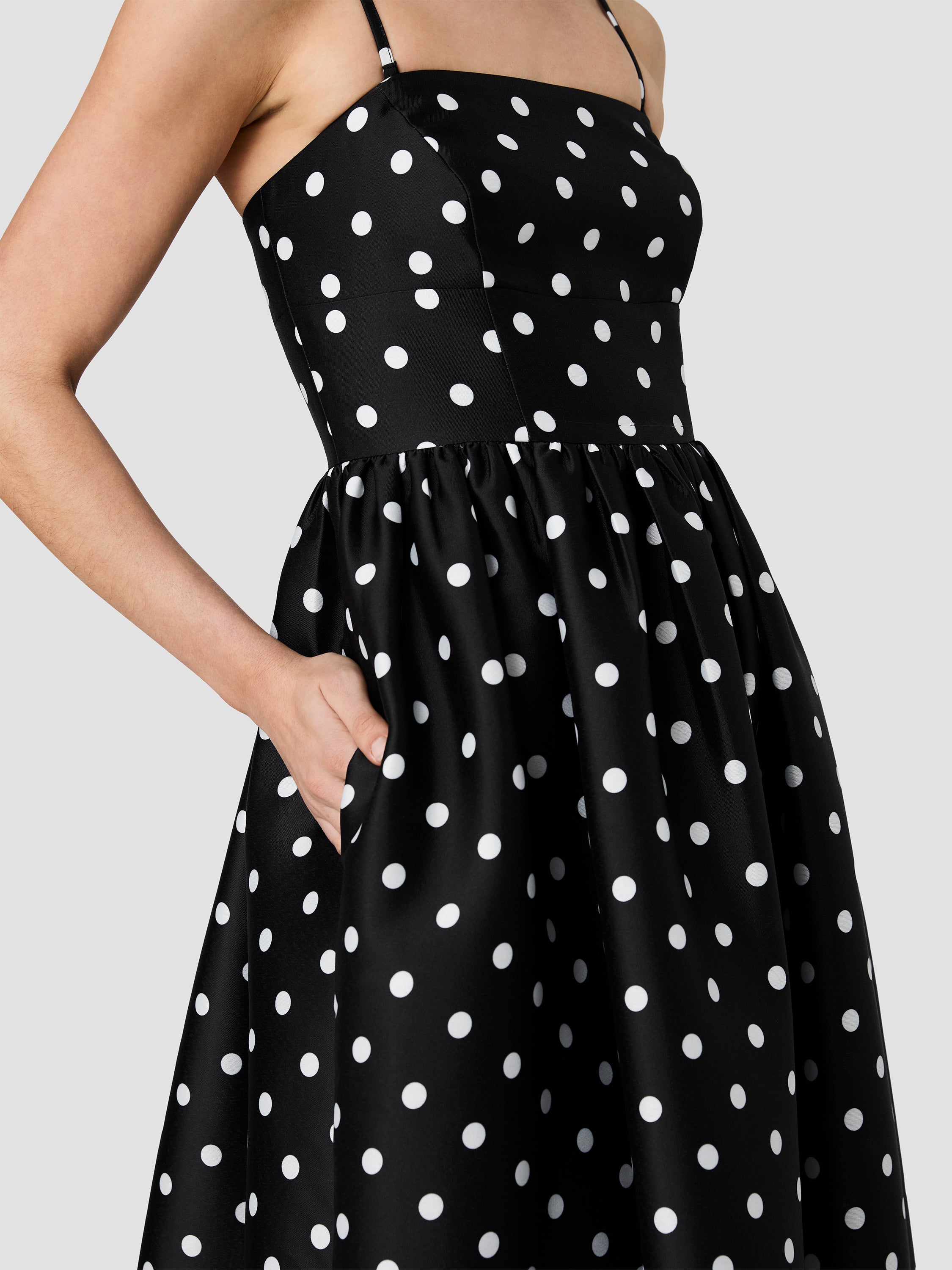 STRUCTURED TAFFETA POLKA DOT STRAPLESS MIDI DRESS VIEW 6 | Best Sellers STRUCTURED TAFFETA POLKA DOT STRAPLESS MIDI DRESS VIEW 6 | Best Sellers