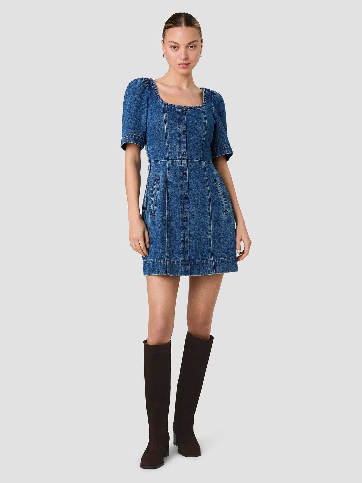 DALLAS DENIM PUFF SLEEVE MINI DRESS VIEW 6 DALLAS DENIM PUFF SLEEVE MINI DRESS VIEW 6