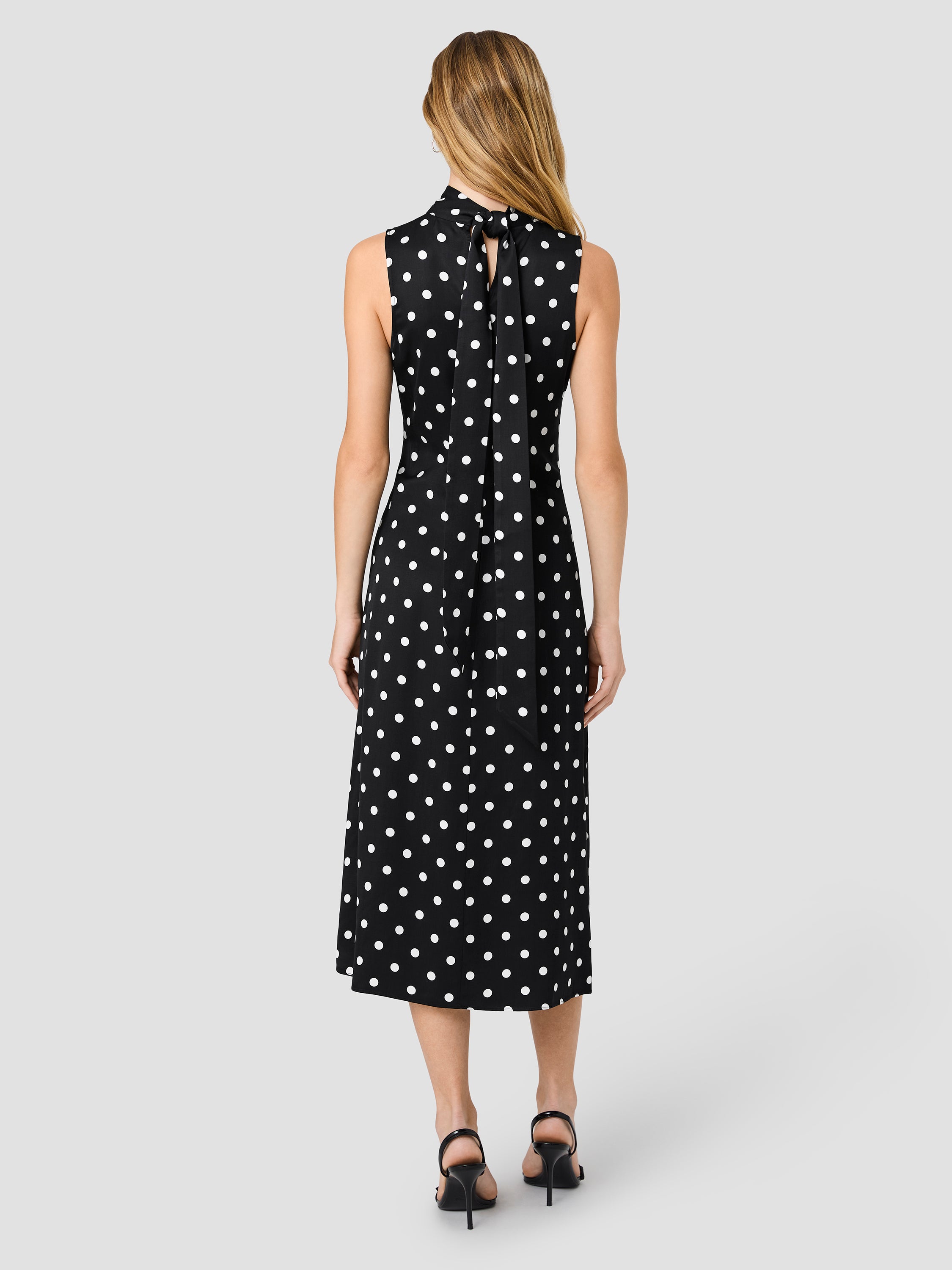 ENNIS SATIN BOW NECK POLKA DOT MIDI DRESS VIEW 3 | New Arrivals ENNIS SATIN BOW NECK POLKA DOT MIDI DRESS VIEW 3 | New Arrivals
