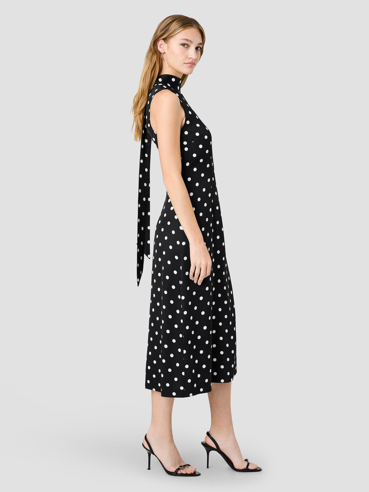 ENNIS SATIN BOW NECK POLKA DOT MIDI DRESS VIEW 4 | New Arrivals ENNIS SATIN BOW NECK POLKA DOT MIDI DRESS VIEW 4 | New Arrivals