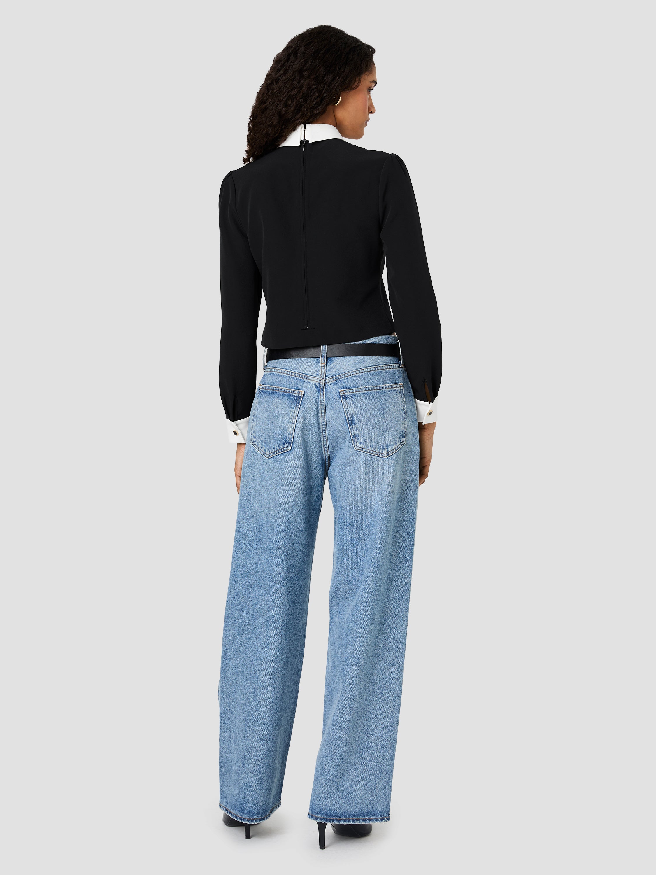 ECHO CREPE COLLARED LONG SLEEVE TOP VIEW 4 ECHO CREPE COLLARED LONG SLEEVE TOP VIEW 4