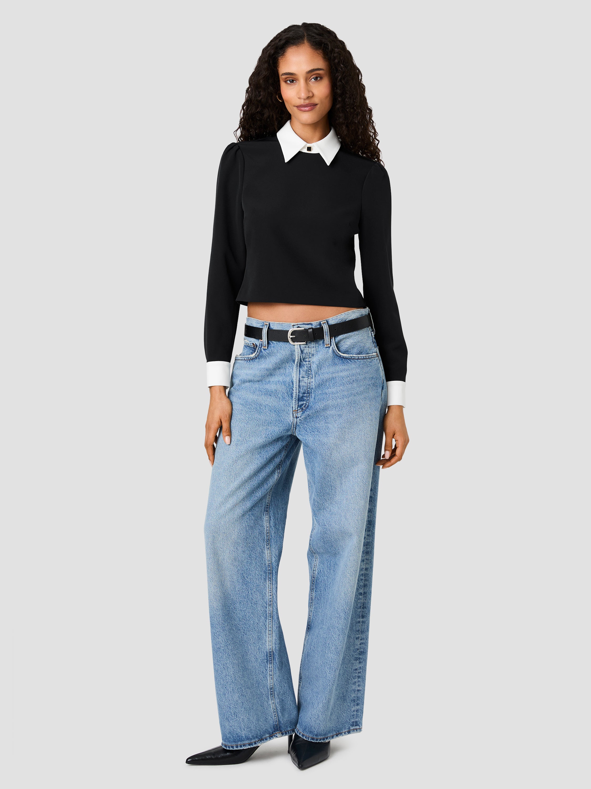 ECHO CREPE COLLARED LONG SLEEVE TOP VIEW 6 ECHO CREPE COLLARED LONG SLEEVE TOP VIEW 6