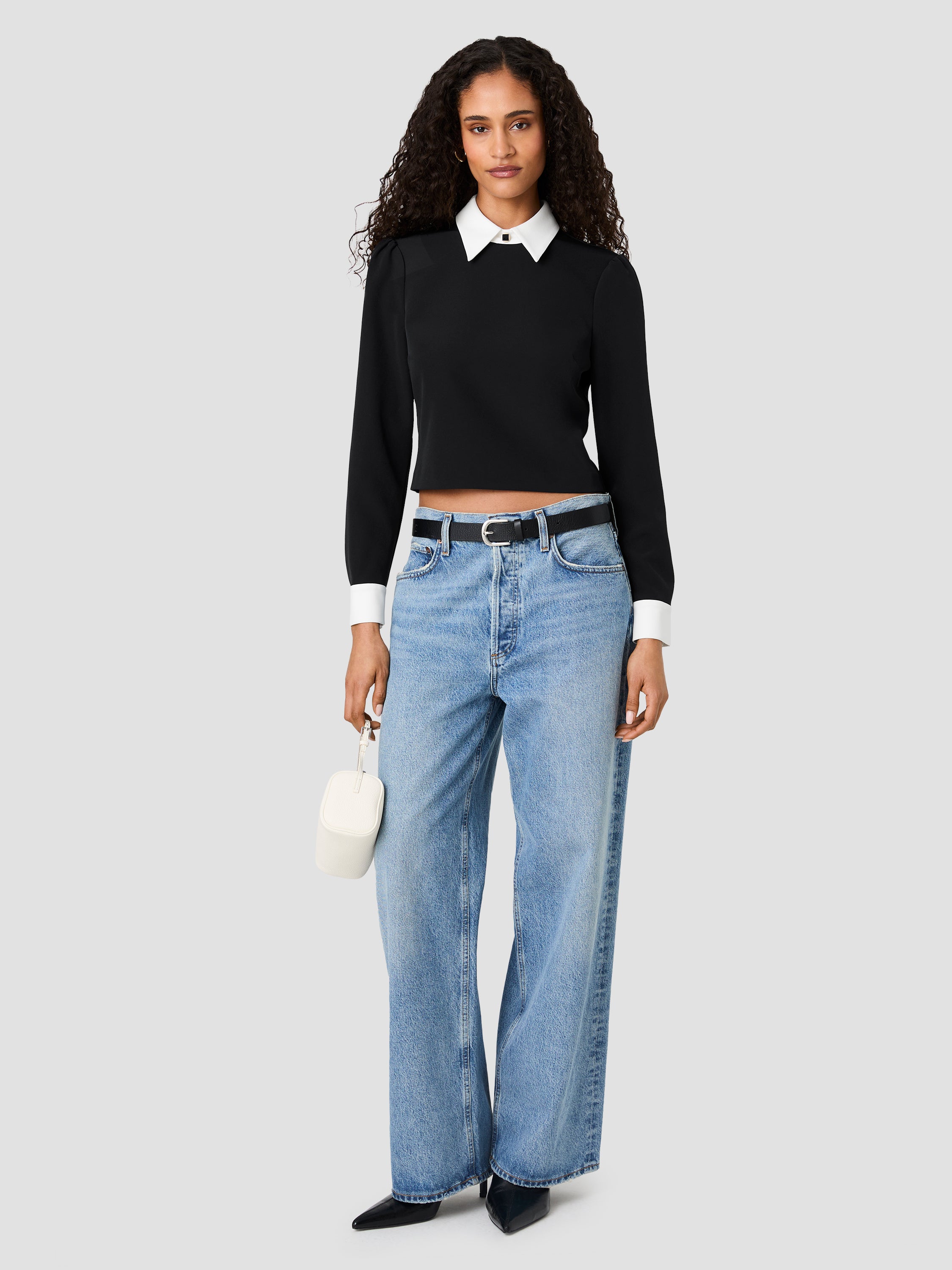 ECHO CREPE COLLARED LONG SLEEVE TOP View 1 | Products ECHO CREPE COLLARED LONG SLEEVE TOP View 1 | Products