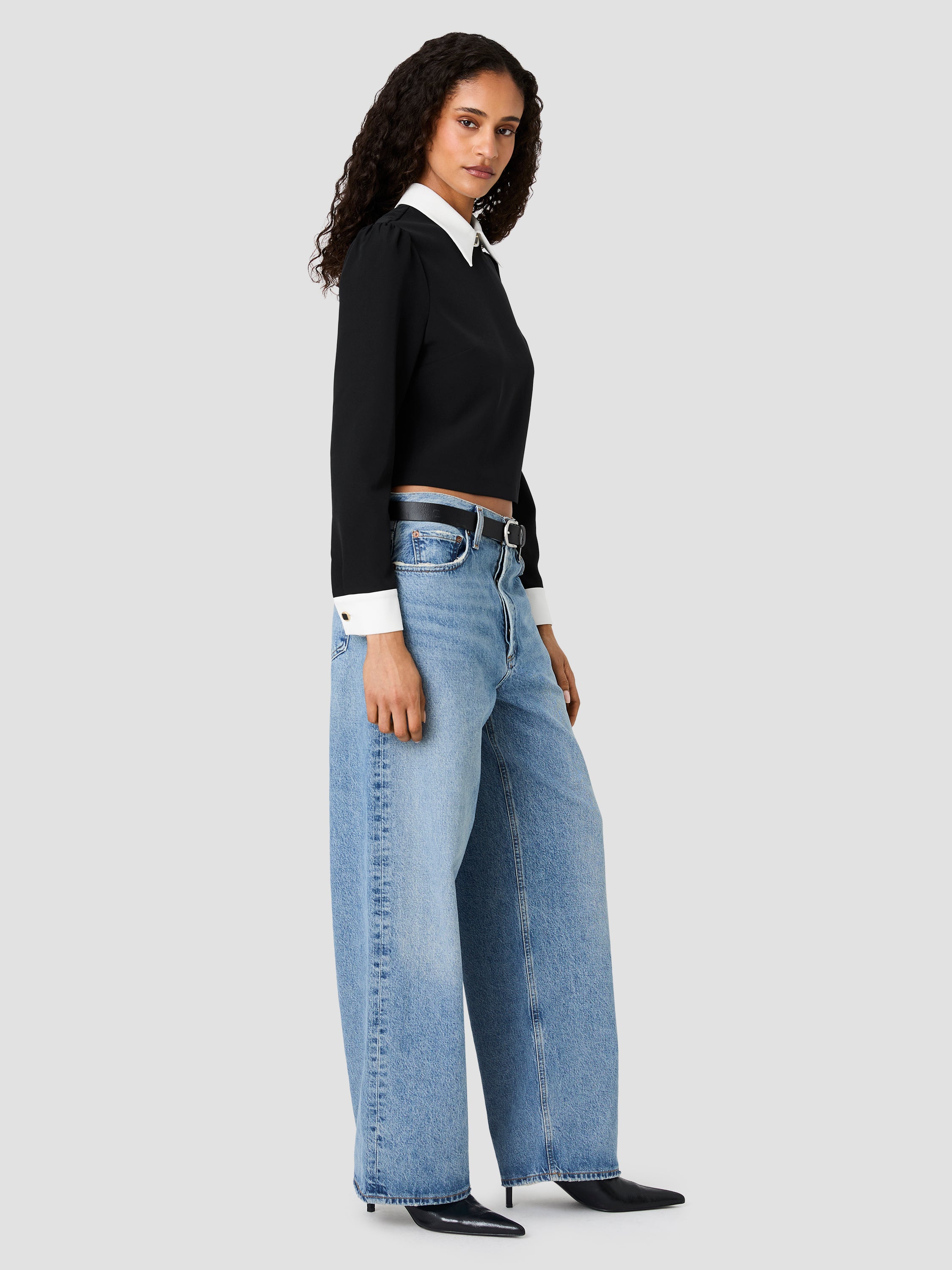 ECHO CREPE COLLARED LONG SLEEVE TOP VIEW 5 ECHO CREPE COLLARED LONG SLEEVE TOP VIEW 5