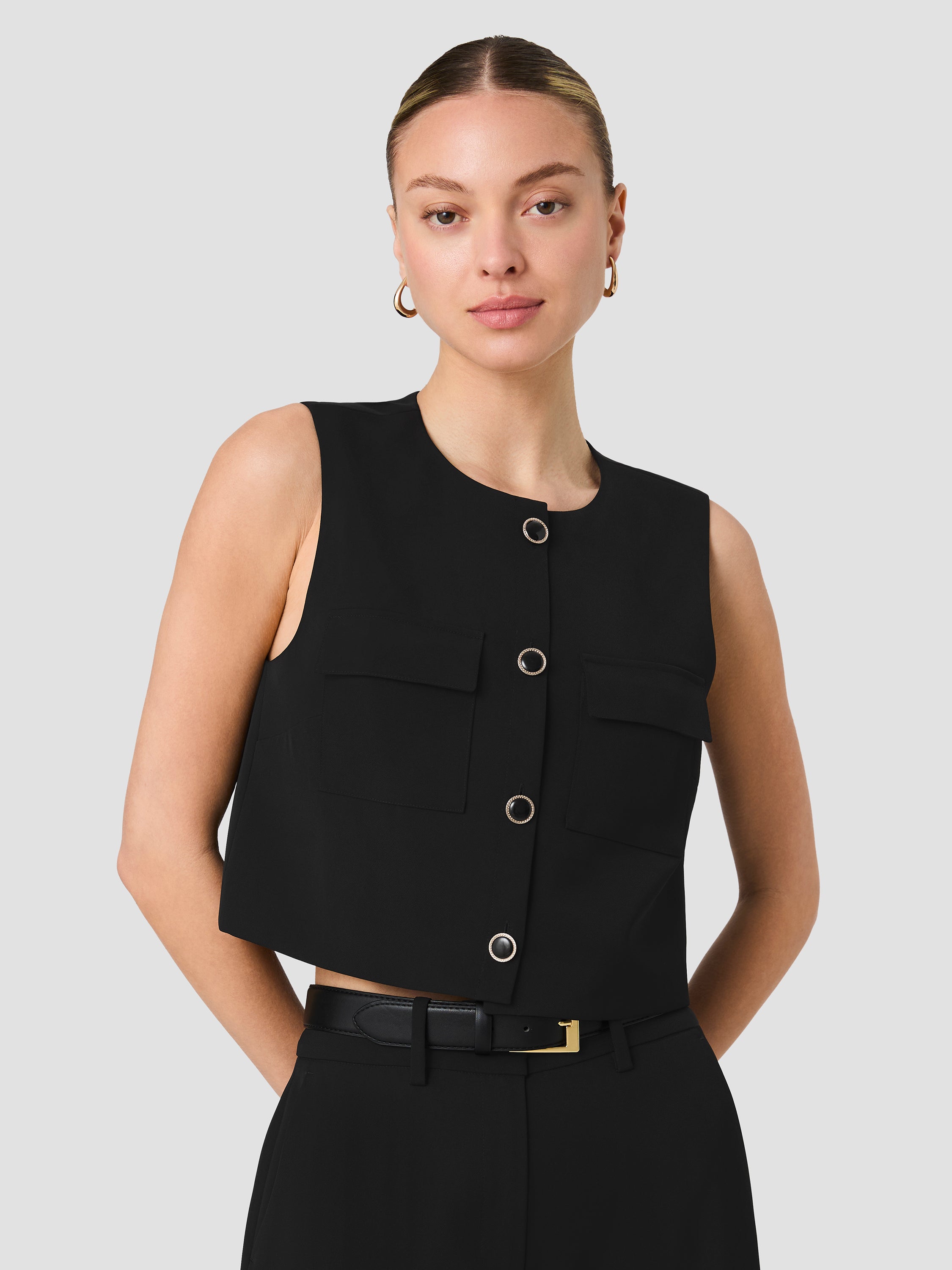 HARRY SUITING SLEEVELESS BOXY TOP View 1 | The Essentials Edit HARRY SUITING SLEEVELESS BOXY TOP View 1 | The Essentials Edit