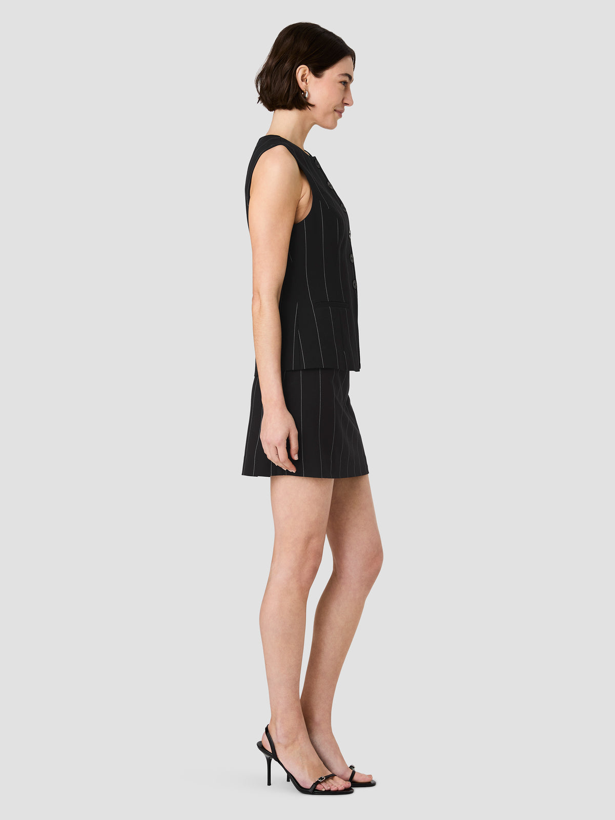 WIDE PINSTRIPE SUITING SLEEVELESS TOP VIEW 5 | The Essentials Edit WIDE PINSTRIPE SUITING SLEEVELESS TOP VIEW 5 | The Essentials Edit