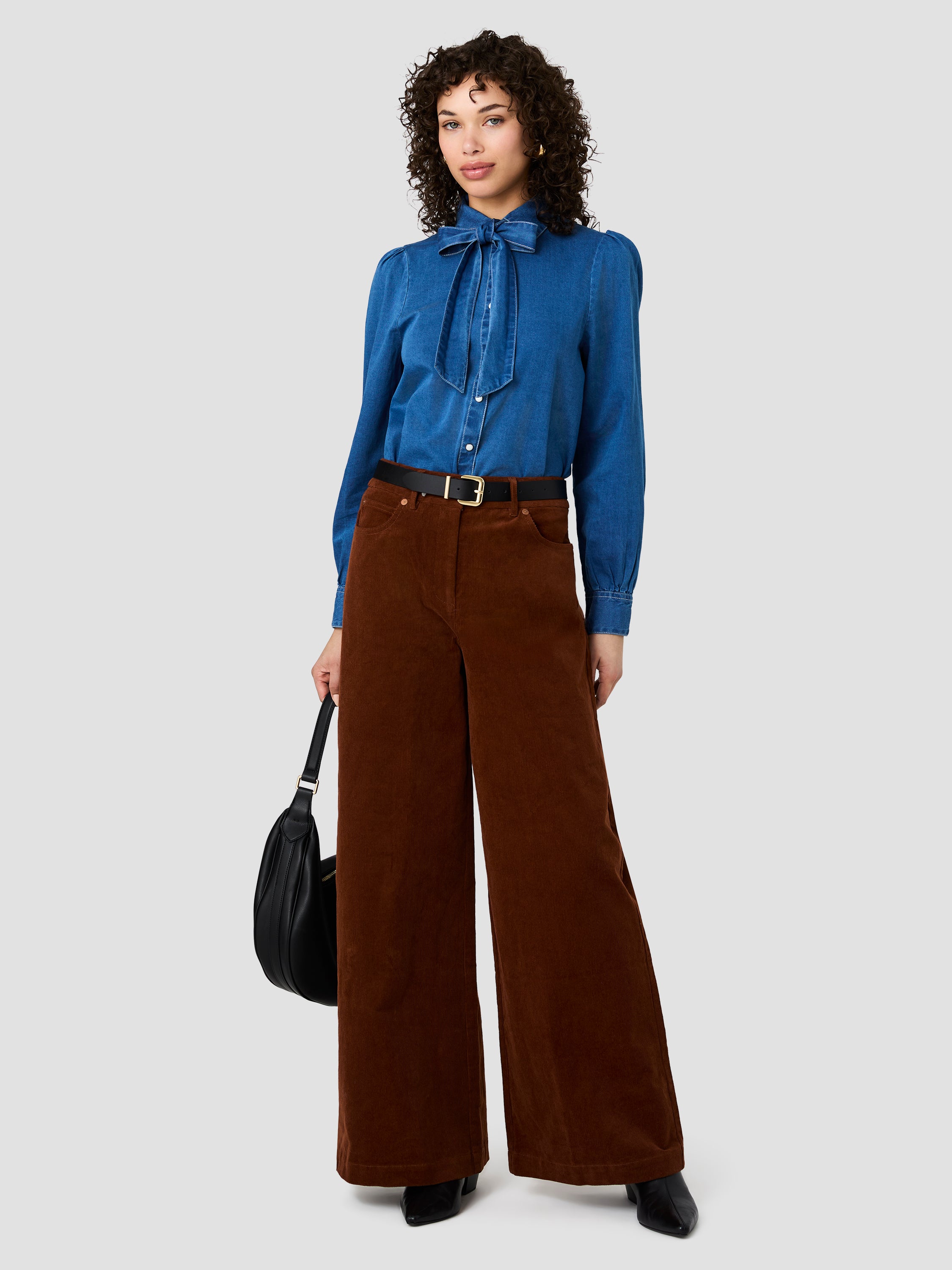 ZAVES CHAMBRAY BOW LONG SLEEVE TOP View 2 | Products ZAVES CHAMBRAY BOW LONG SLEEVE TOP View 2 | Products