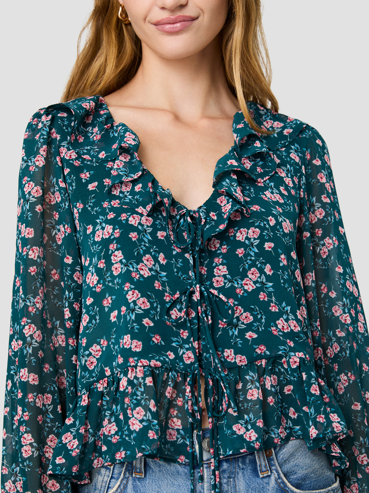 MARINA LUCIA FLEUR RUFFLE LONG SLEEVE BLOUSE VIEW 3 MARINA LUCIA FLEUR RUFFLE LONG SLEEVE BLOUSE VIEW 3