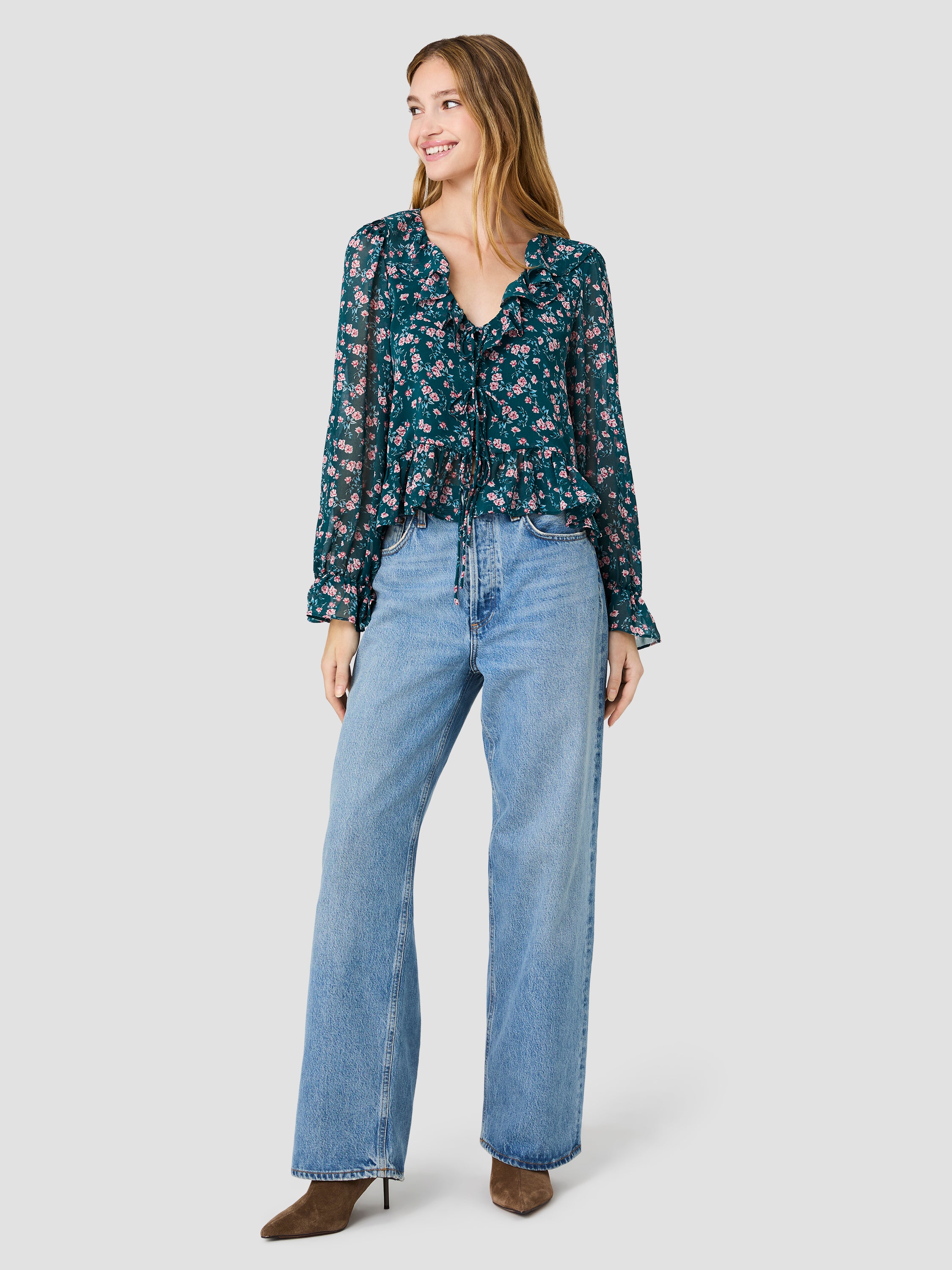 MARINA LUCIA FLEUR RUFFLE LONG SLEEVE BLOUSE VIEW 6 MARINA LUCIA FLEUR RUFFLE LONG SLEEVE BLOUSE VIEW 6