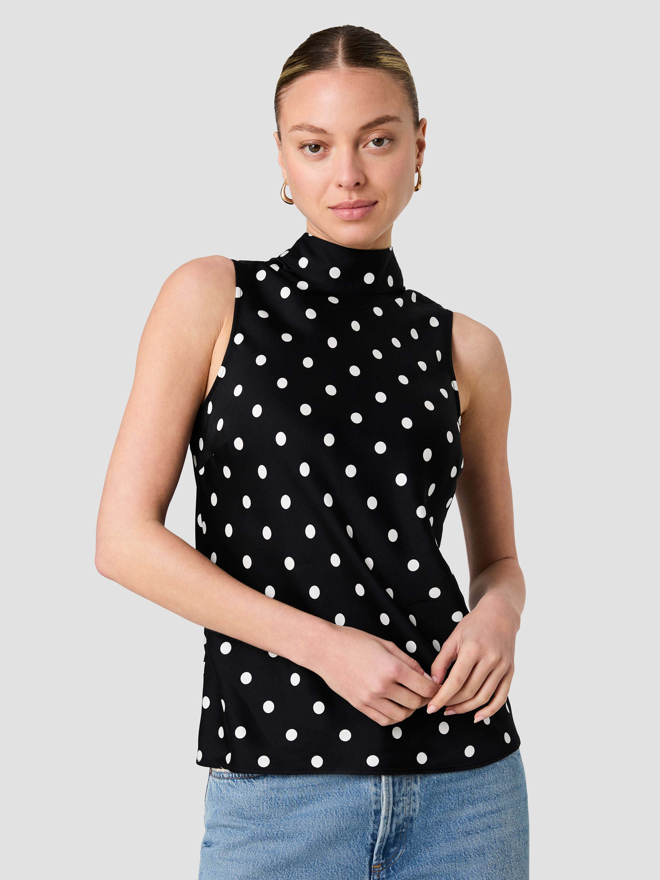 ENNIS POLKA DOT SLEEVELESS BOW TOP View 2 | Products ENNIS POLKA DOT SLEEVELESS BOW TOP View 2 | Products
