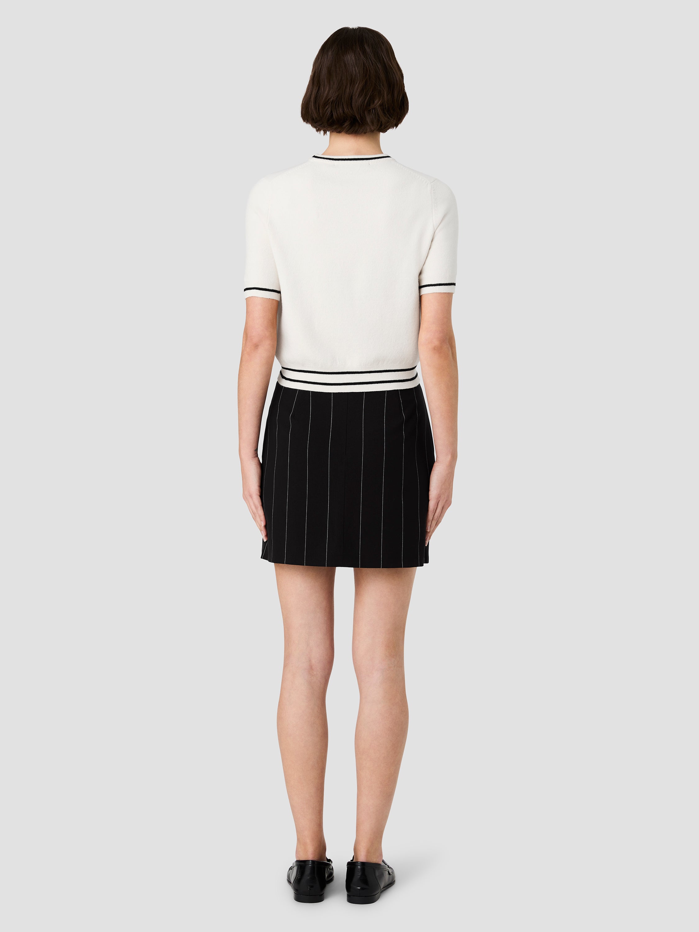 WIDE PINSTRIPE SUITING MINI SKIRT VIEW 4 WIDE PINSTRIPE SUITING MINI SKIRT VIEW 4