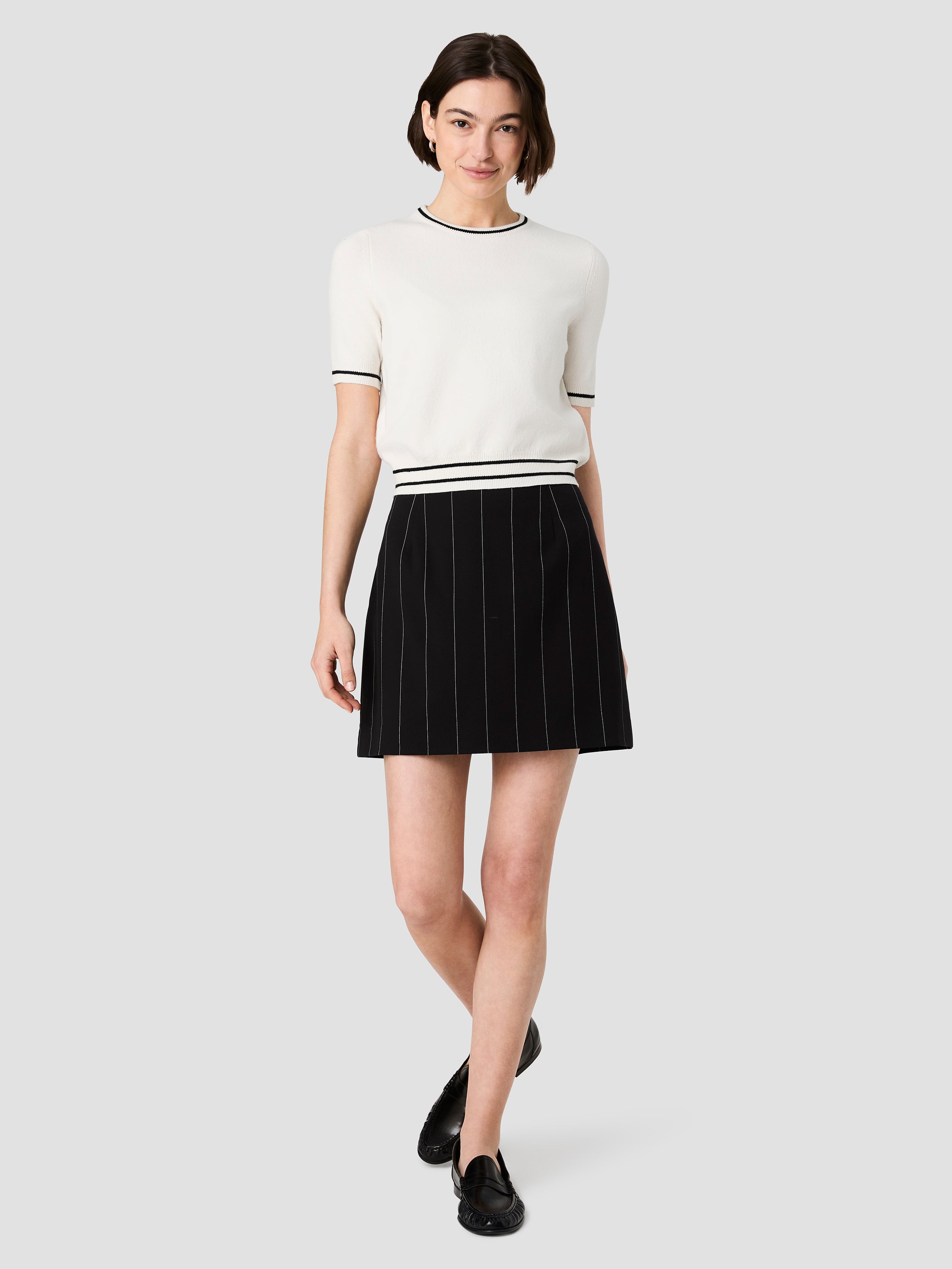 WIDE PINSTRIPE SUITING MINI SKIRT VIEW 6 WIDE PINSTRIPE SUITING MINI SKIRT VIEW 6