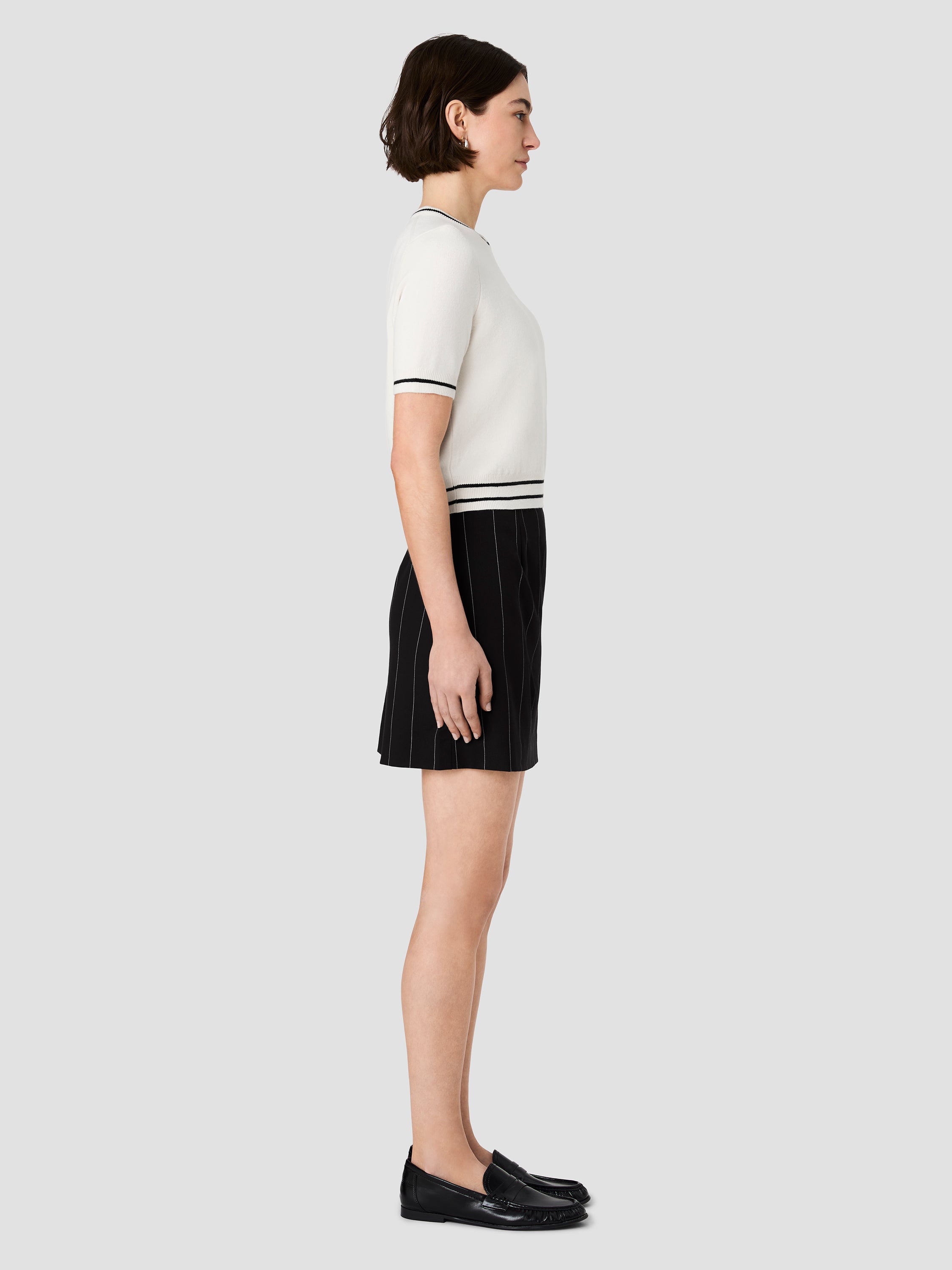 WIDE PINSTRIPE SUITING MINI SKIRT VIEW 5 WIDE PINSTRIPE SUITING MINI SKIRT VIEW 5