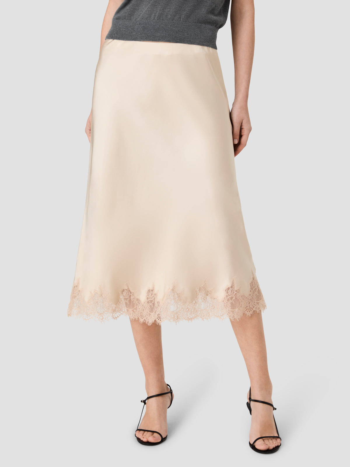 ENNIS SATIN LACE MIDI SKIRT VIEW 3 | New Arrivals ENNIS SATIN LACE MIDI SKIRT VIEW 3 | New Arrivals