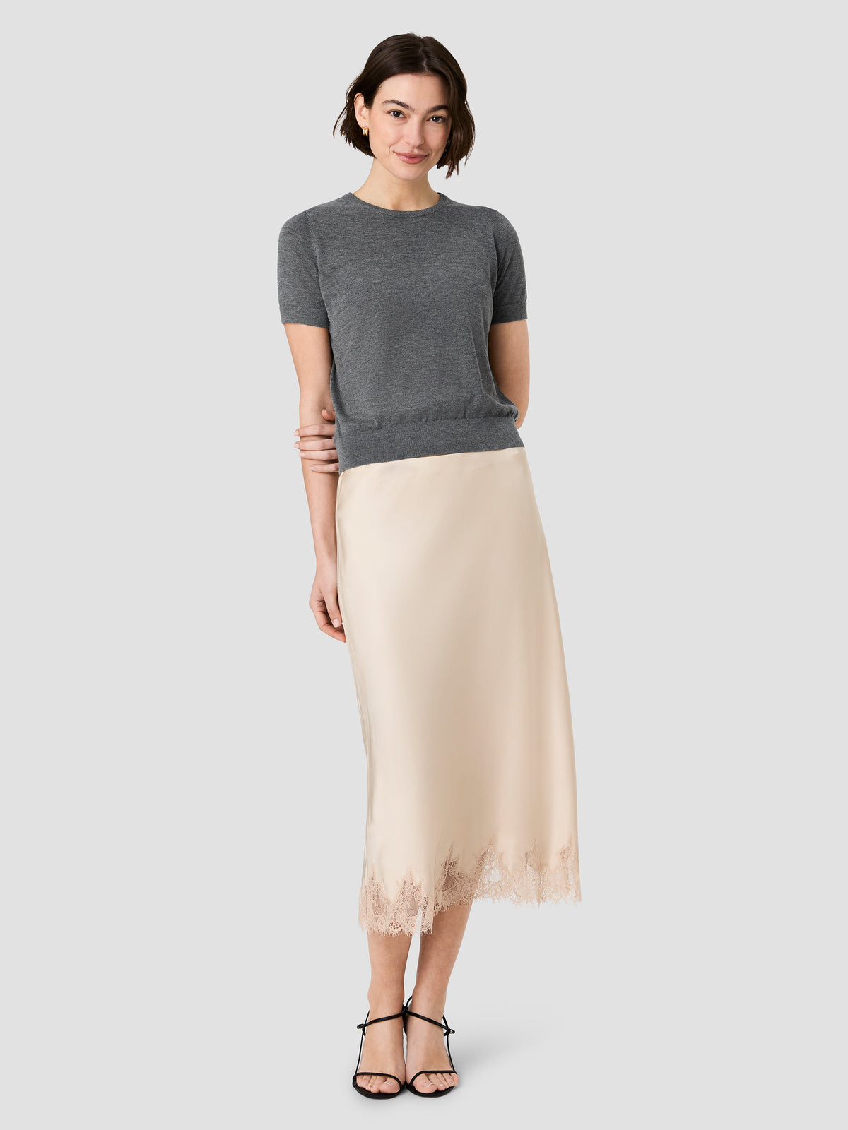 ENNIS SATIN LACE MIDI SKIRT VIEW 9 | New Arrivals ENNIS SATIN LACE MIDI SKIRT VIEW 9 | New Arrivals