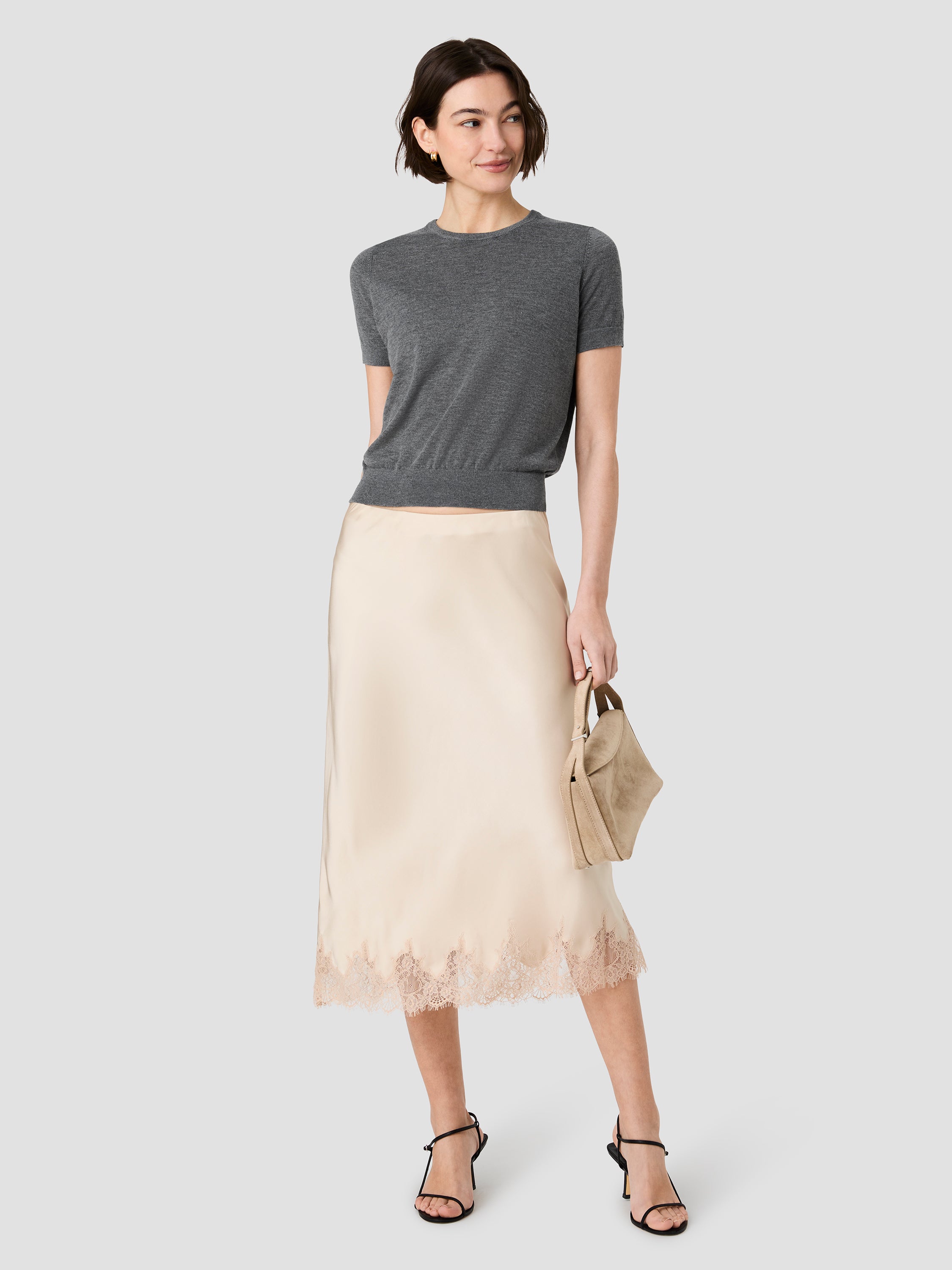 ENNIS SATIN LACE MIDI SKIRT View 2 | Skirts & Shorts ENNIS SATIN LACE MIDI SKIRT View 2 | Skirts & Shorts