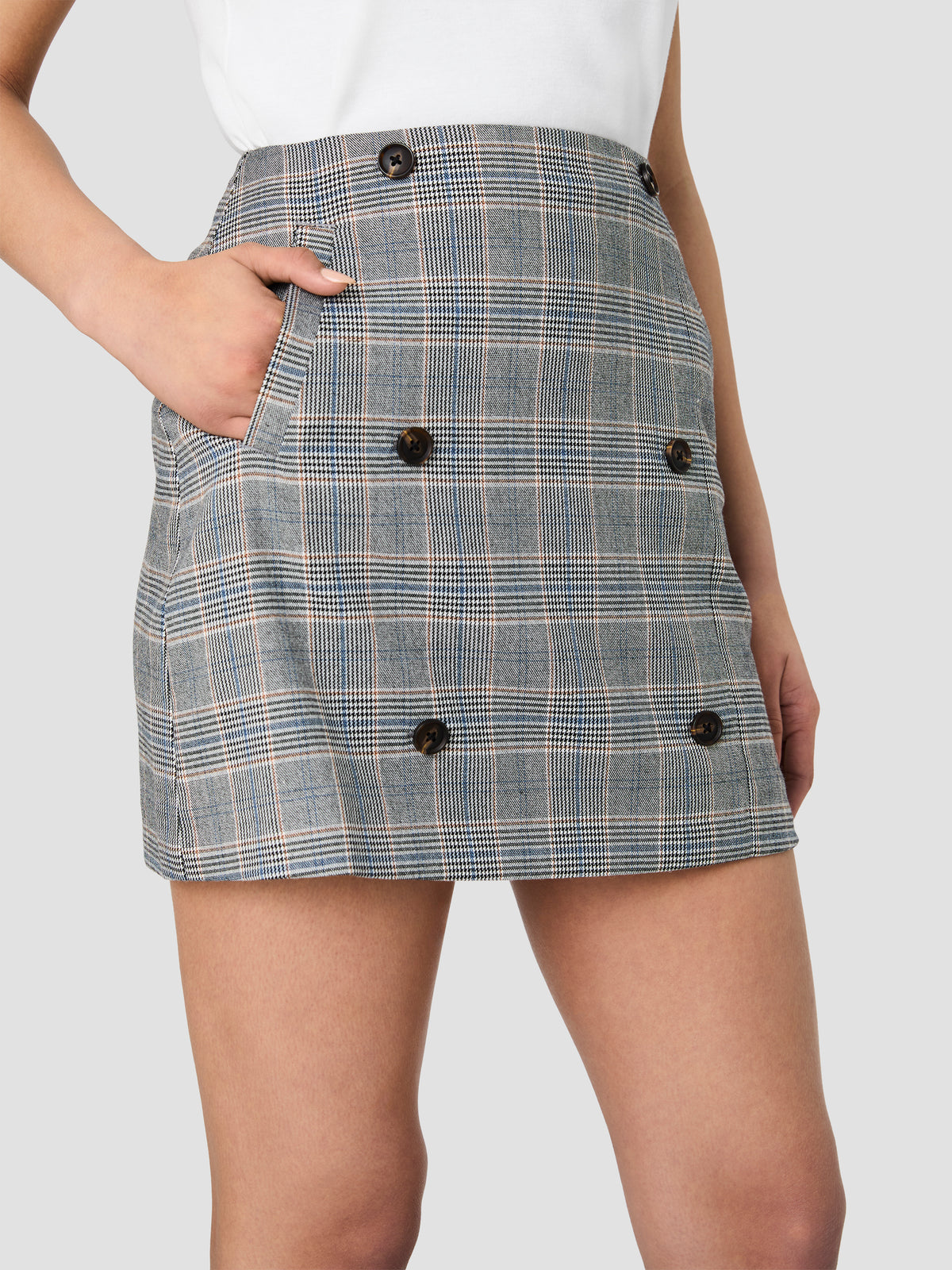 MATTEO PLAID DOUBLE BREASTED MINI SKIRT VIEW 3 | New Arrivals MATTEO PLAID DOUBLE BREASTED MINI SKIRT VIEW 3 | New Arrivals