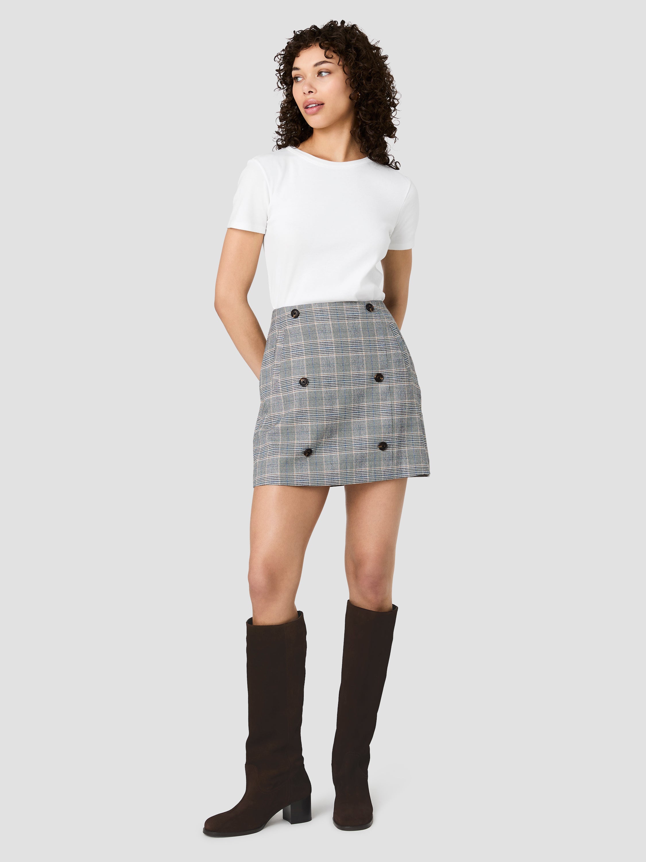 MATTEO PLAID DOUBLE BREASTED MINI SKIRT VIEW 6 | New Arrivals MATTEO PLAID DOUBLE BREASTED MINI SKIRT VIEW 6 | New Arrivals