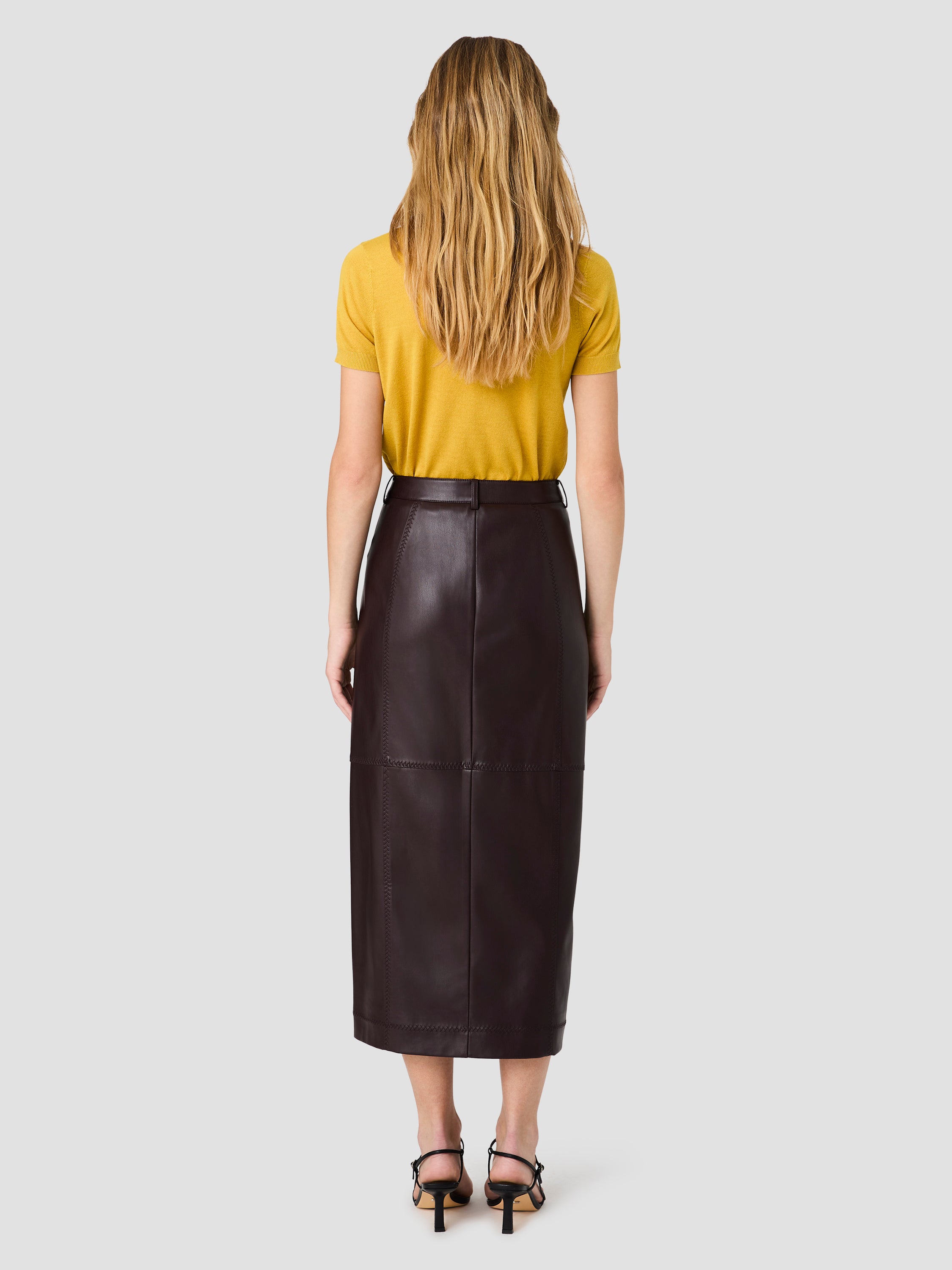 MADELINE FAUX LEATHER MIDI SKIRT VIEW 6 MADELINE FAUX LEATHER MIDI SKIRT VIEW 6