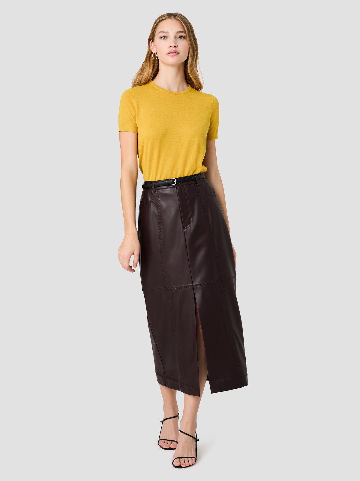 MADELINE FAUX LEATHER MIDI SKIRT VIEW 8 MADELINE FAUX LEATHER MIDI SKIRT VIEW 8