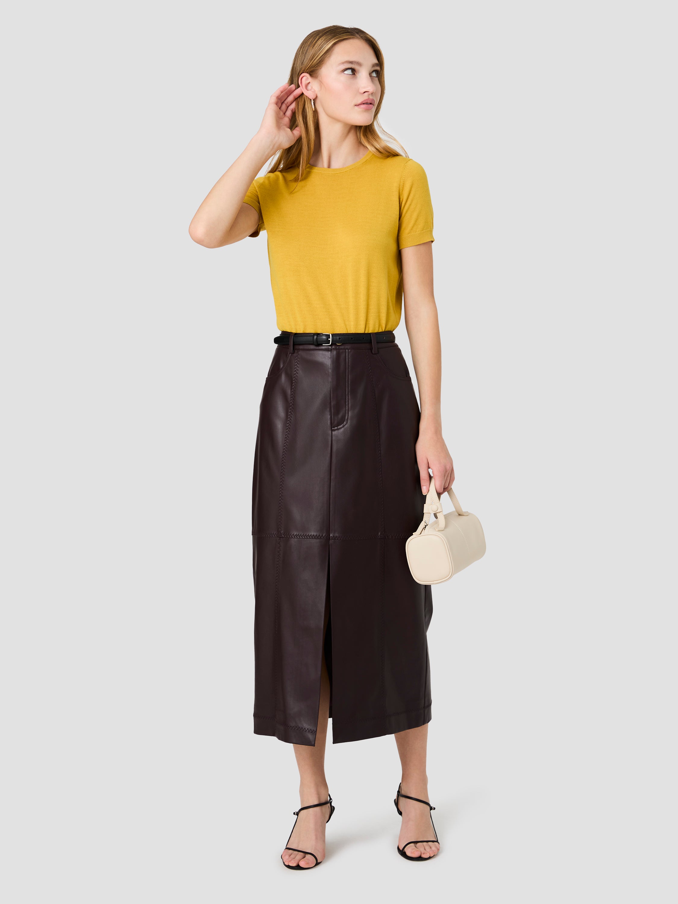 MADELINE FAUX LEATHER MIDI SKIRT View 1 | Skirts & Shorts MADELINE FAUX LEATHER MIDI SKIRT View 1 | Skirts & Shorts