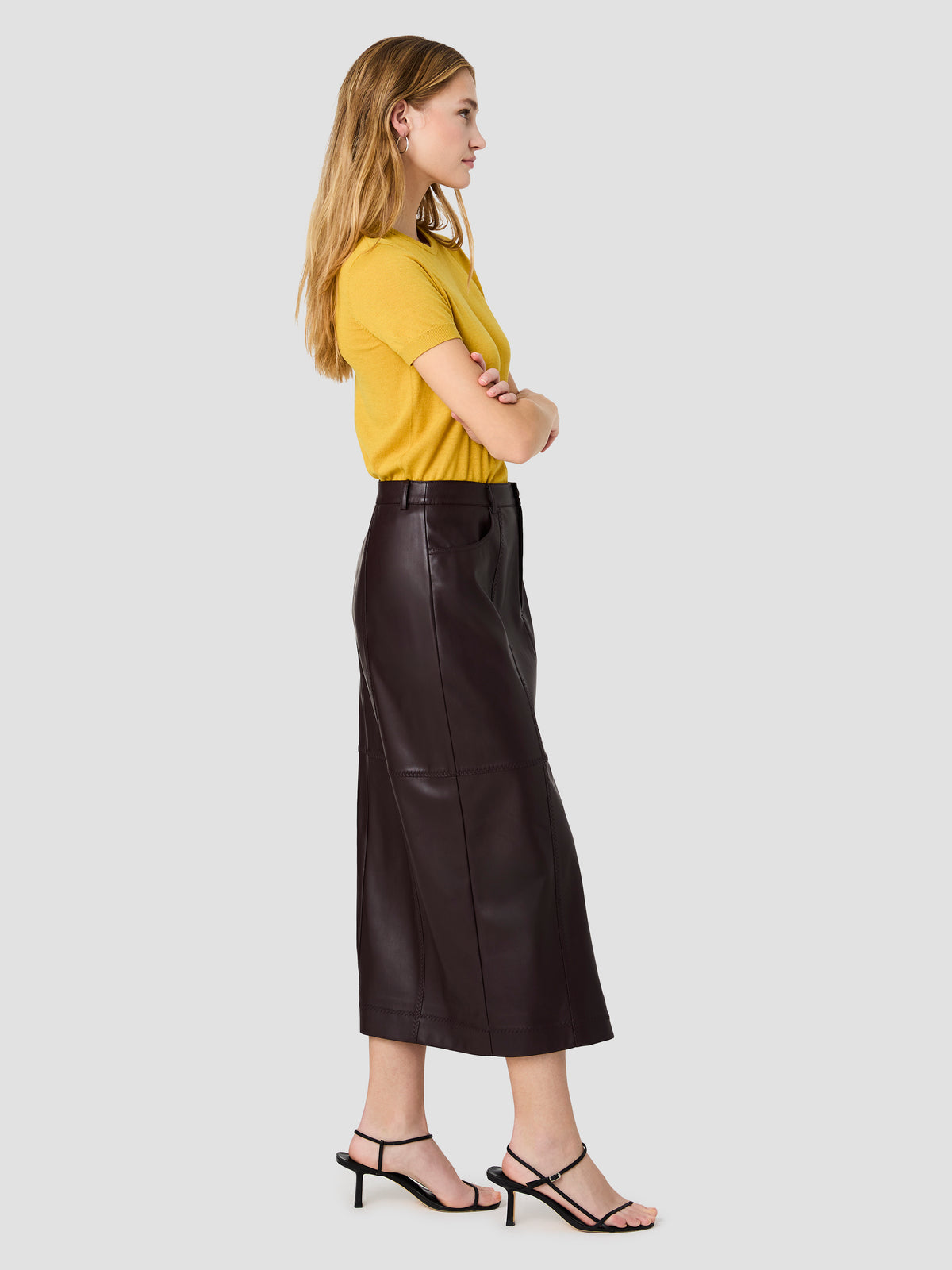 MADELINE FAUX LEATHER MIDI SKIRT VIEW 7 MADELINE FAUX LEATHER MIDI SKIRT VIEW 7