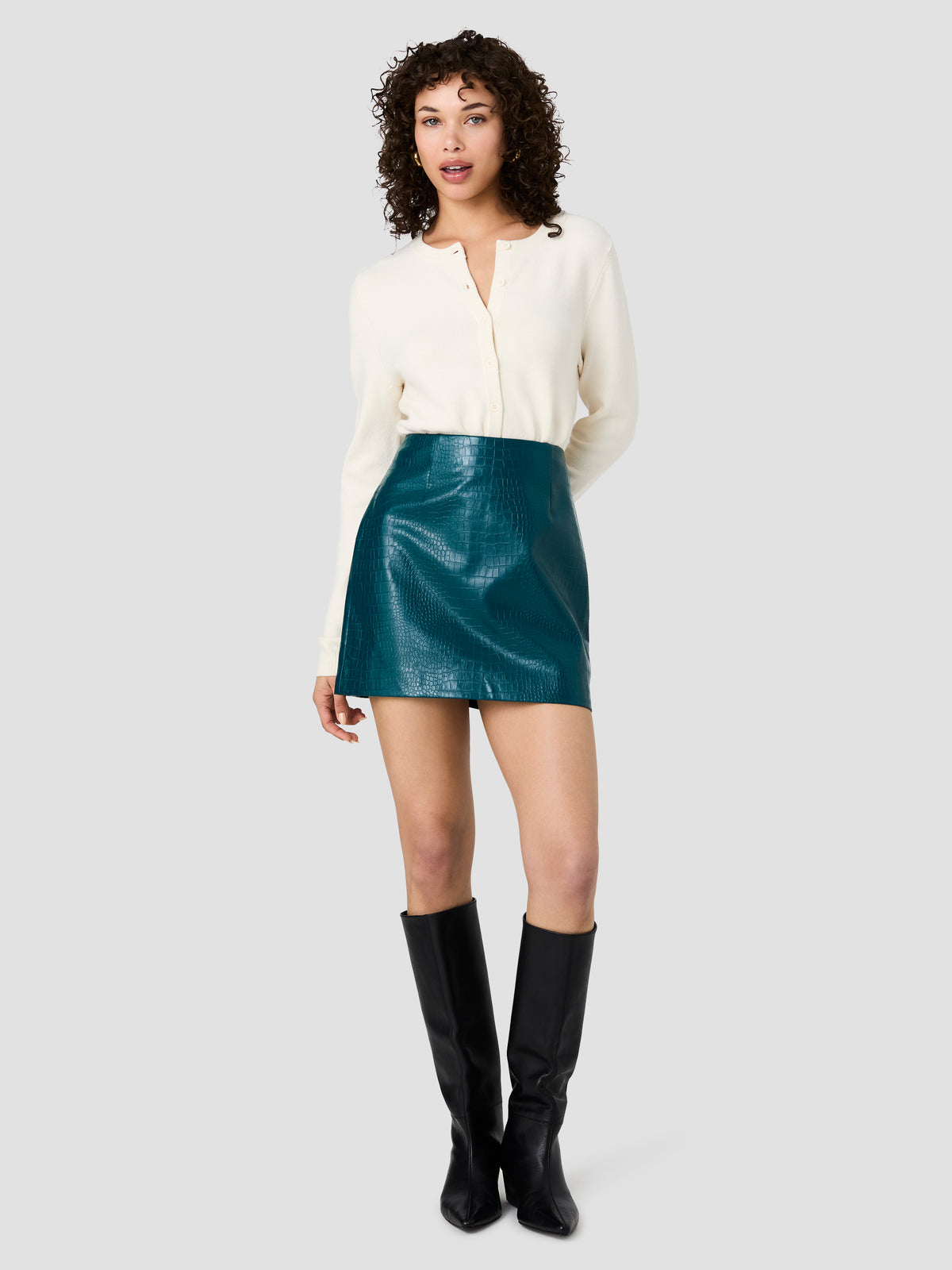 FAUX CROC LEATHER MINI SKIRT VIEW 6 FAUX CROC LEATHER MINI SKIRT VIEW 6