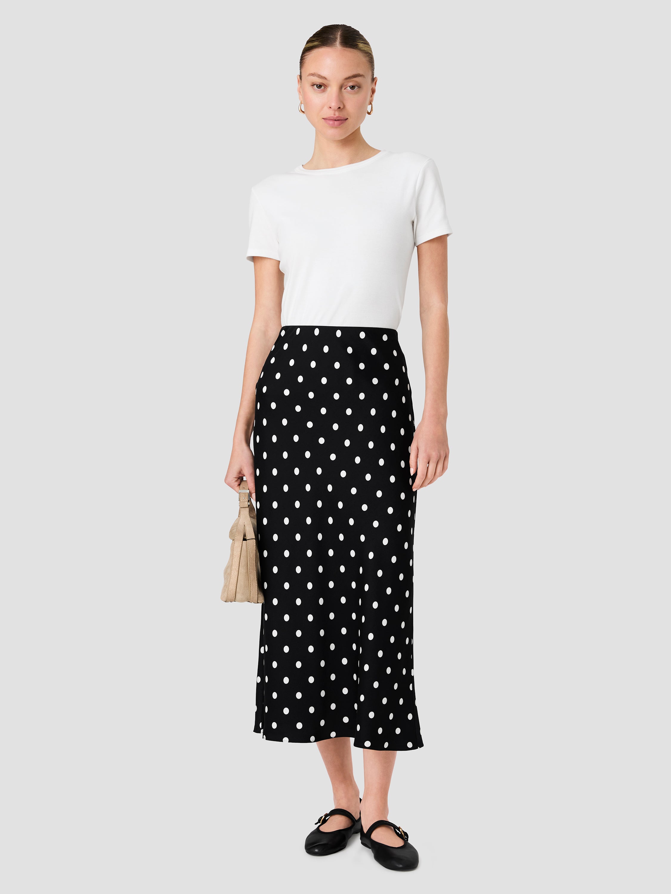ENNIS SATIN POLKA DOT MIDI SKIRT VIEW 3 | Best Sellers ENNIS SATIN POLKA DOT MIDI SKIRT VIEW 3 | Best Sellers