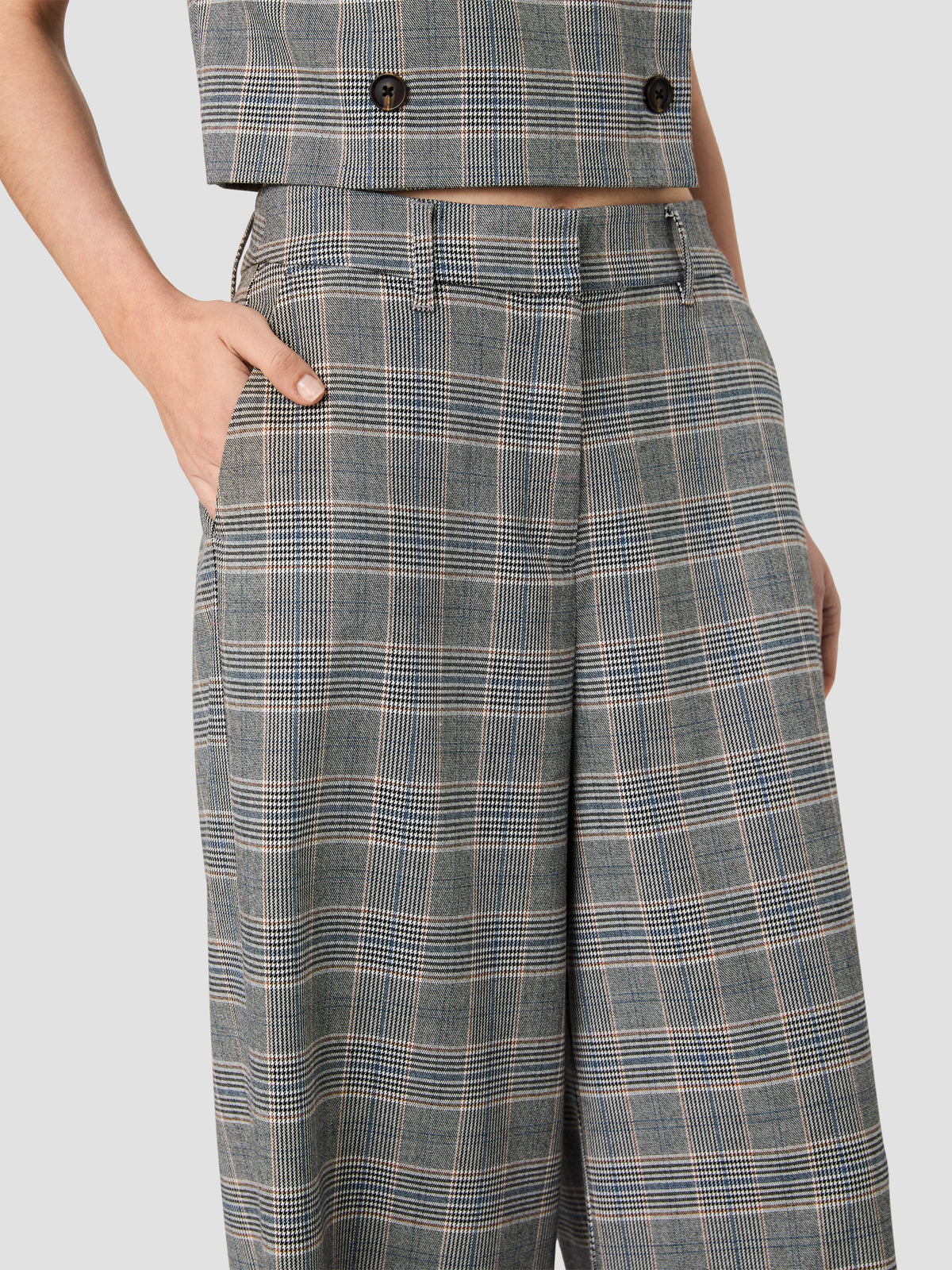 MATTEO PLAID WIDE LEG TROUSERS VIEW 3 | New Arrivals MATTEO PLAID WIDE LEG TROUSERS VIEW 3 | New Arrivals