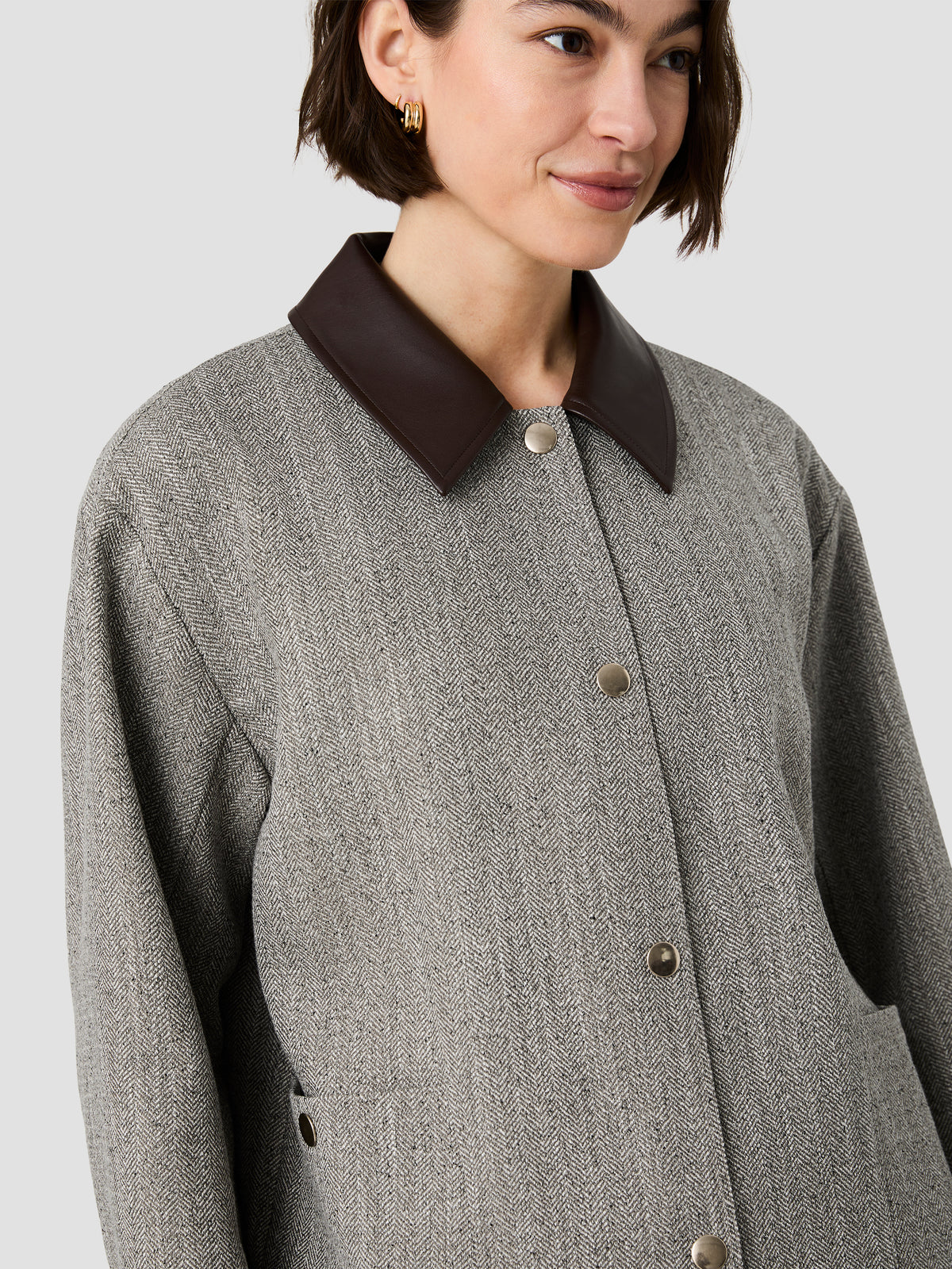 SPECKLED HERRINGBONE SUITING CROPPED JACKET VIEW 5 SPECKLED HERRINGBONE SUITING CROPPED JACKET VIEW 5